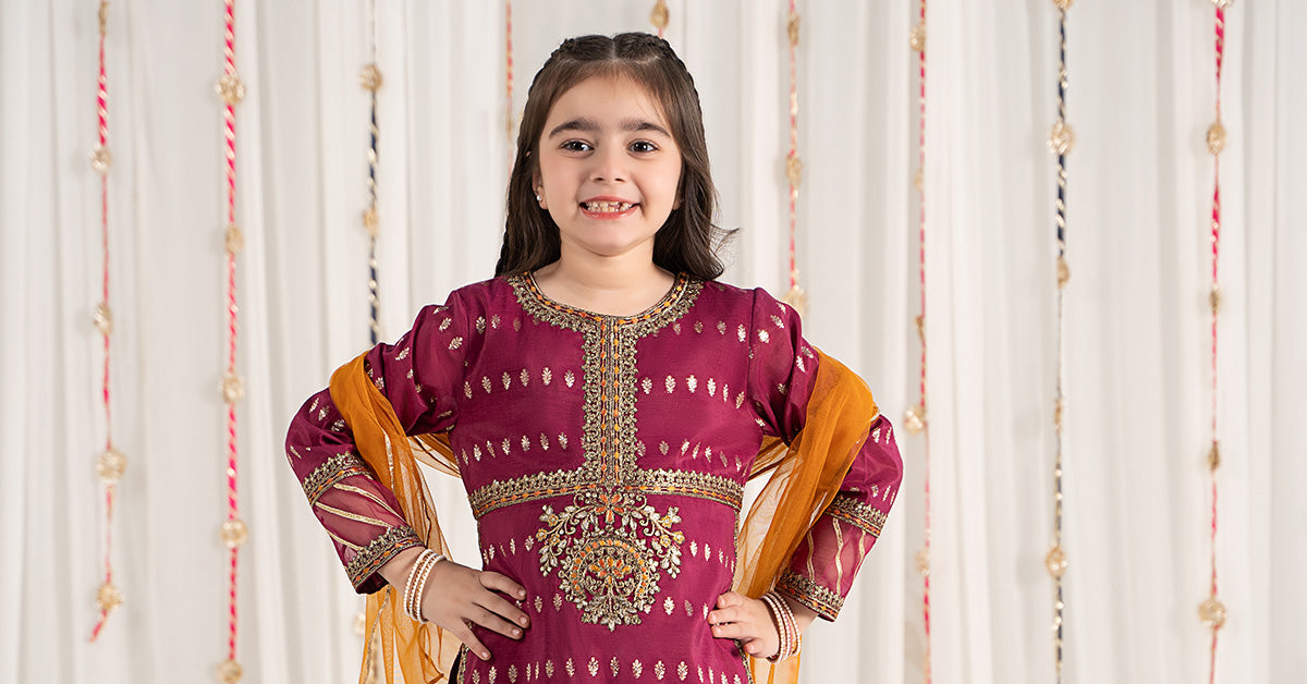 Maria B | 3 Piece Embroidered Raw Silk Suit | MKS-EF25-30 - House Of Hania