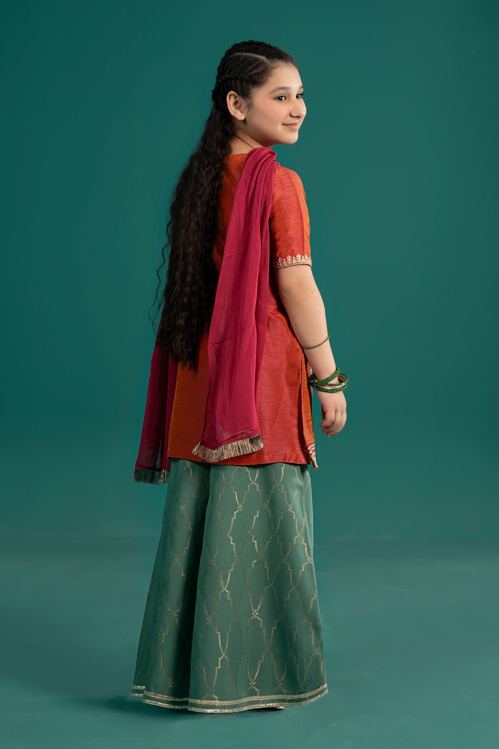 Maria B | 3 Piece Embroidered Raw Silk Suit | MKS-EF25-45 - House Of Hania