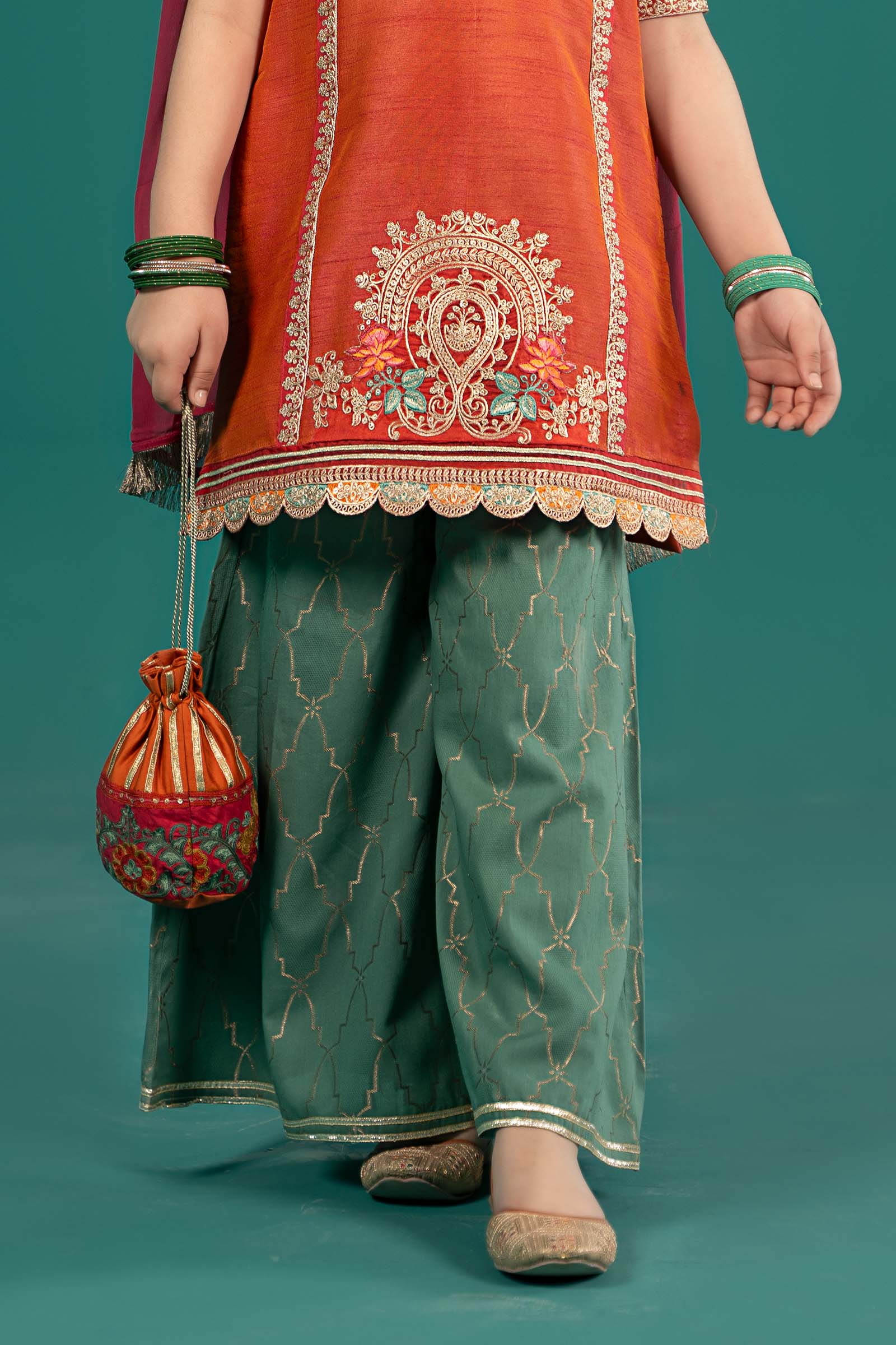 Maria B | 3 Piece Embroidered Raw Silk Suit | MKS-EF25-45 - House Of Hania
