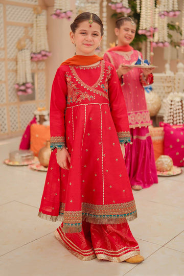 Maria B | 3 Piece Embroidered Raw Silk Suit | MKS-W24-02 - House Of Hania