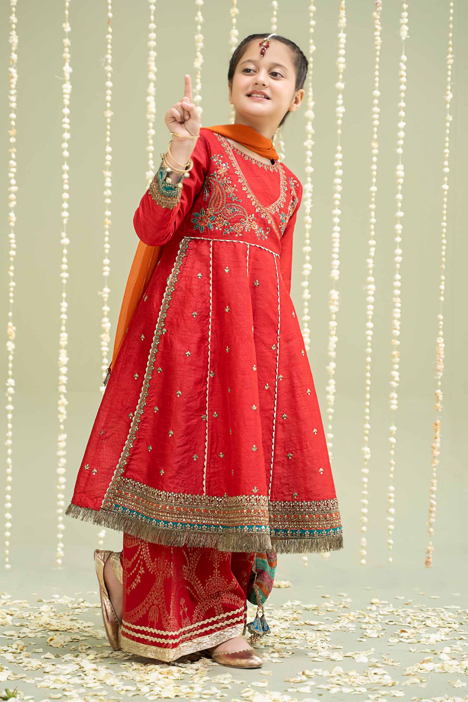 Maria B | 3 Piece Embroidered Raw Silk Suit | MKS-W24-02 - House Of Hania