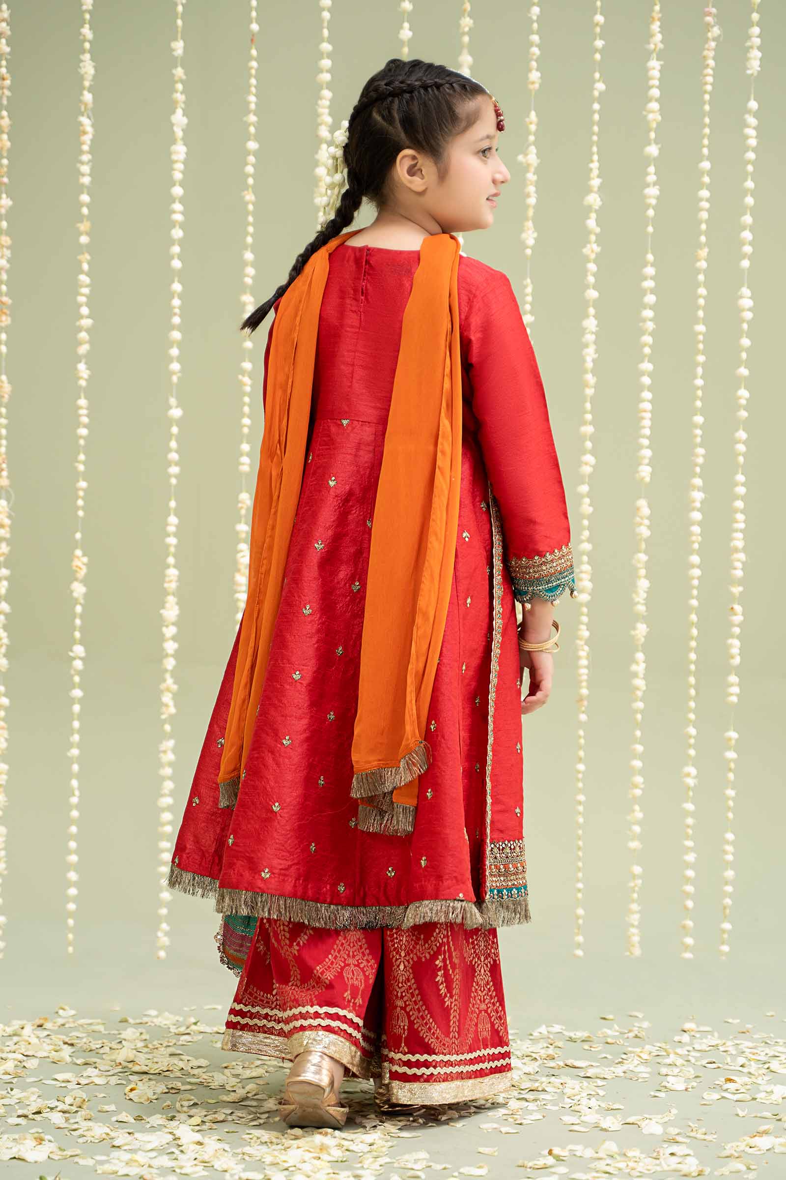 Maria B | 3 Piece Embroidered Raw Silk Suit | MKS-W24-02 - House Of Hania