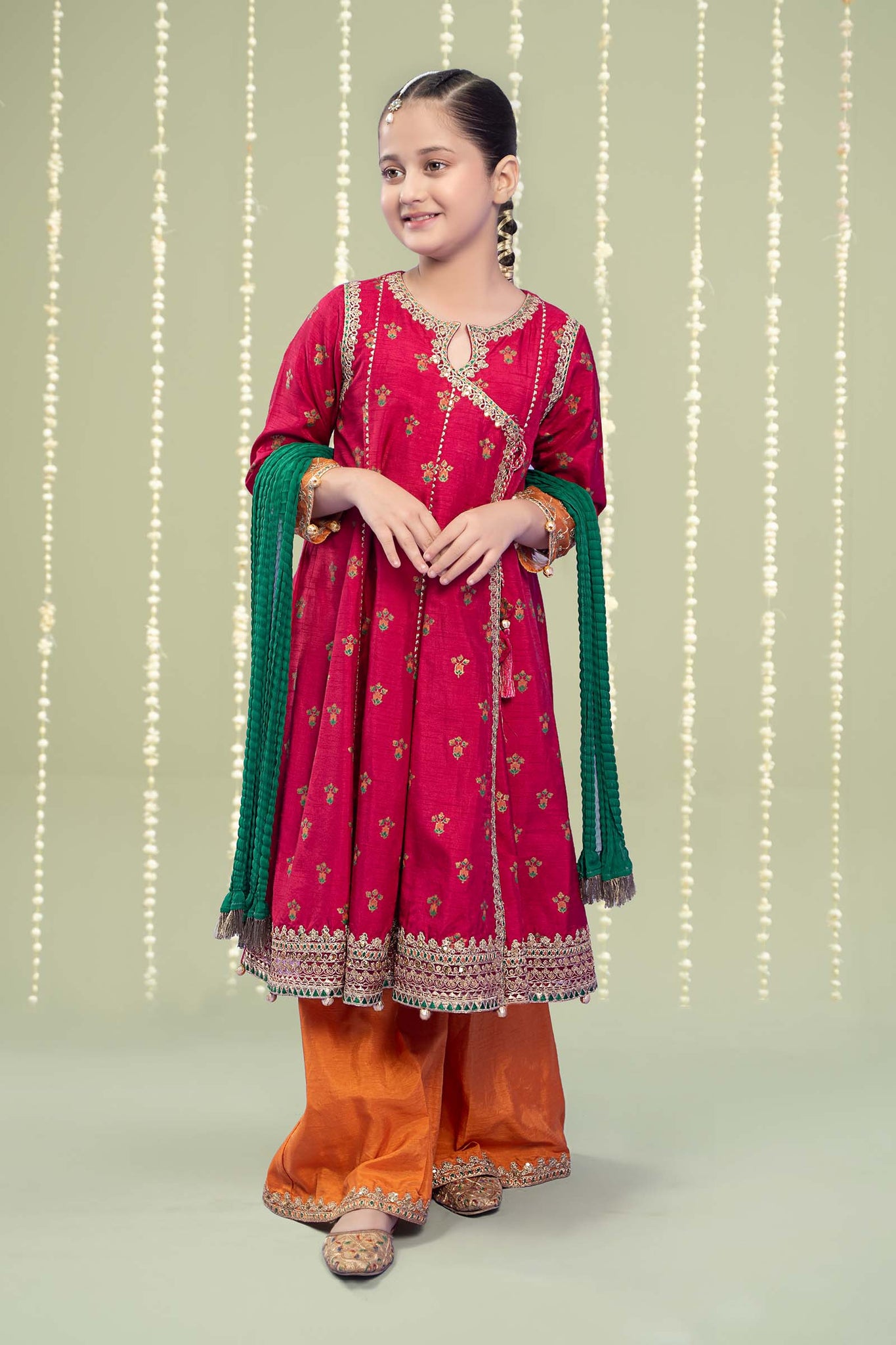 Maria B | 3 Piece Embroidered Raw Silk Suit | MKS-W24-10 - House Of Hania