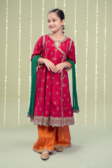 Maria B | 3 Piece Embroidered Raw Silk Suit | MKS-W24-10 - House Of Hania