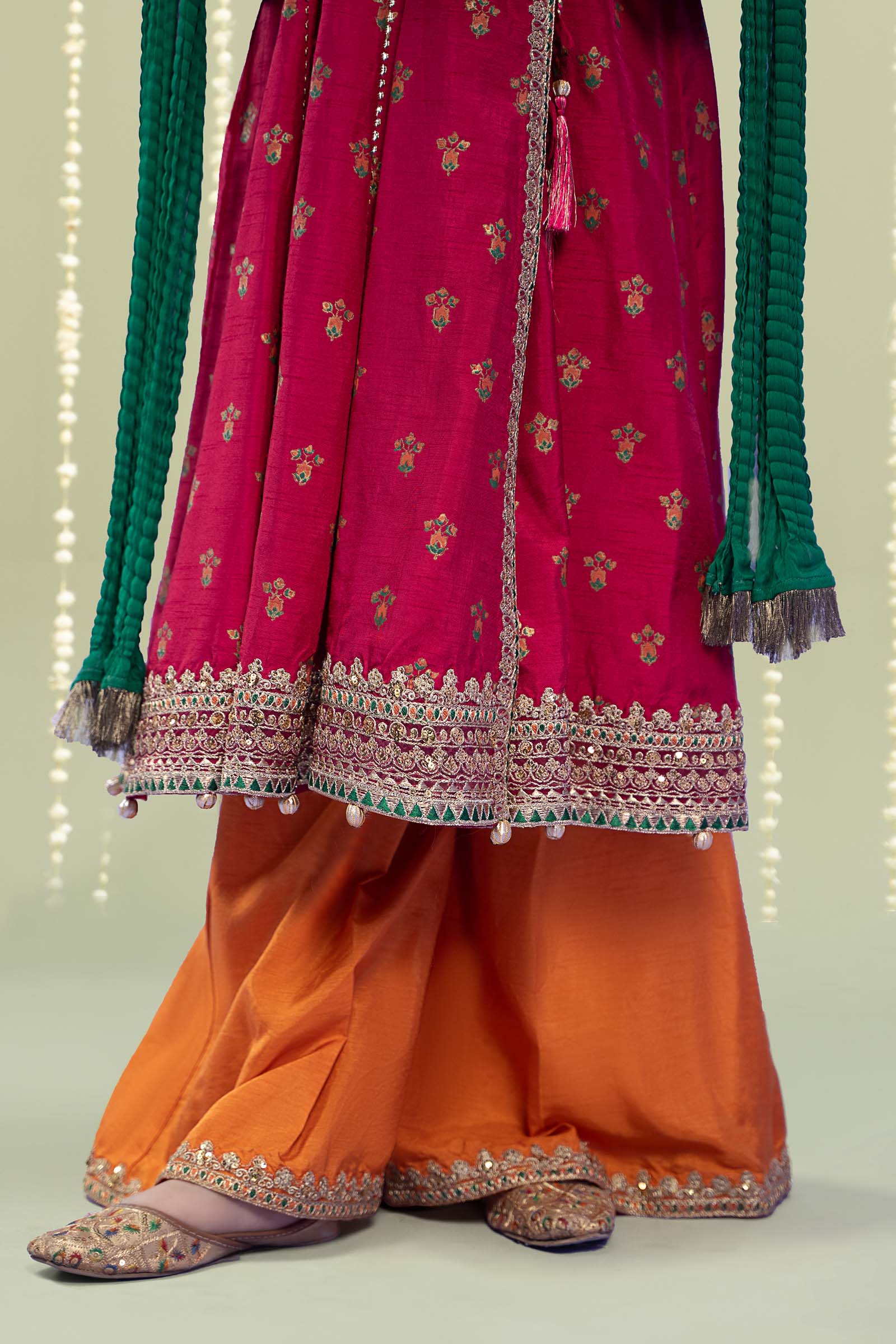 Maria B | 3 Piece Embroidered Raw Silk Suit | MKS-W24-10 - House Of Hania