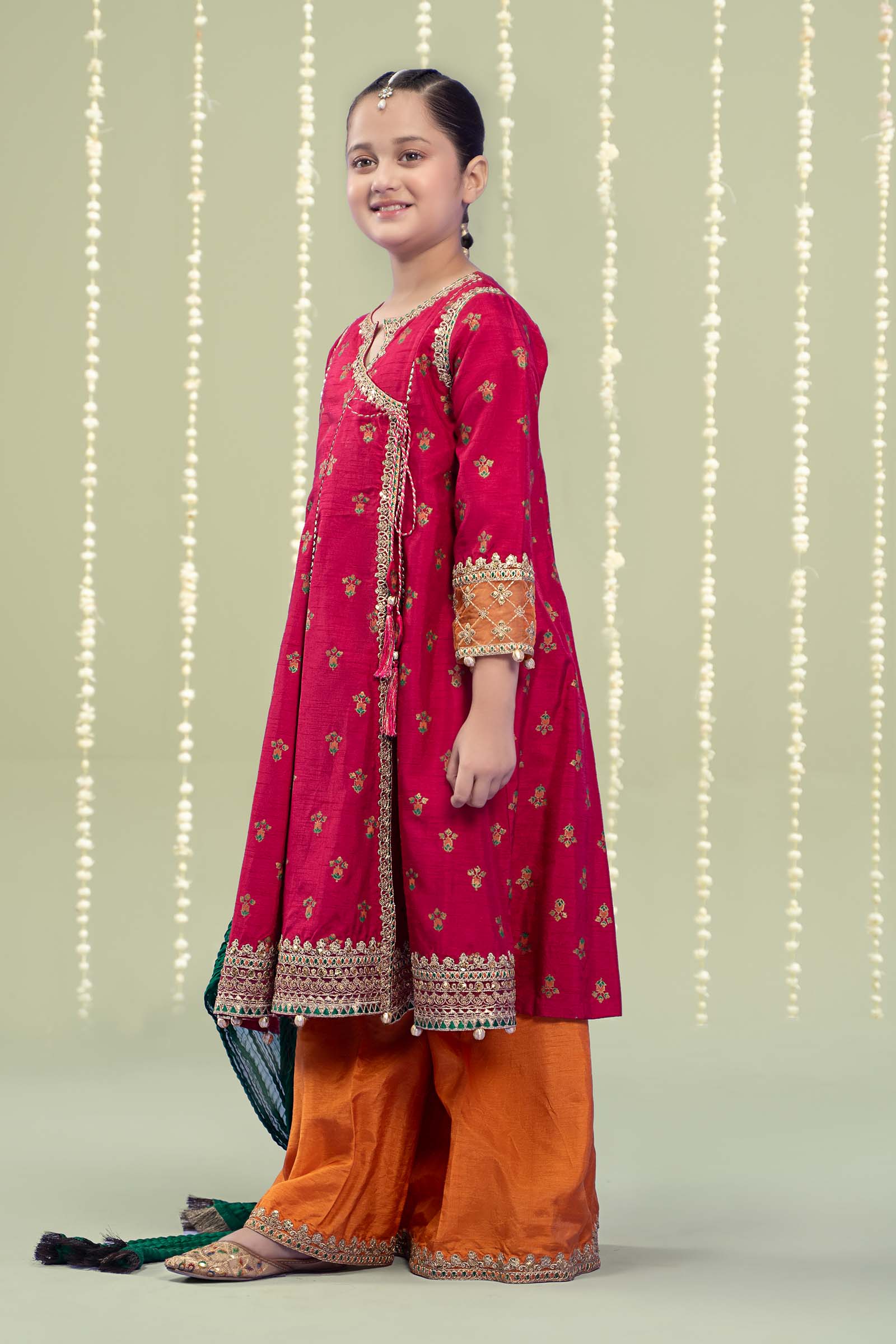 Maria B | 3 Piece Embroidered Raw Silk Suit | MKS-W24-10 - House Of Hania