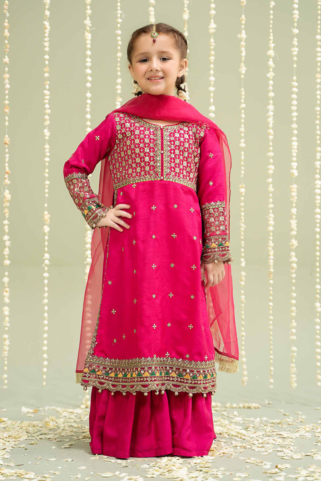 Maria B | 3 Piece Embroidered Raw Silk Suit | MKS-W24-13 - House Of Hania
