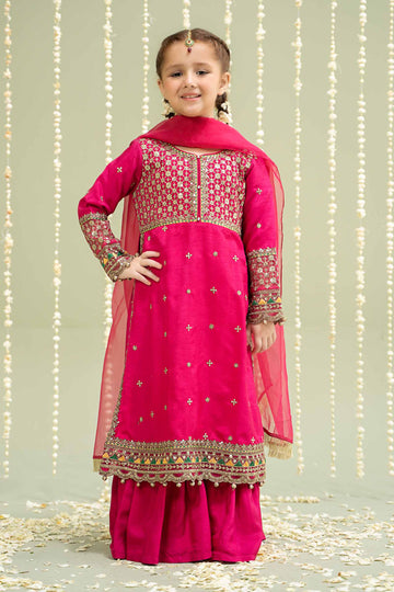 Maria B | 3 Piece Embroidered Raw Silk Suit | MKS-W24-13 - House Of Hania