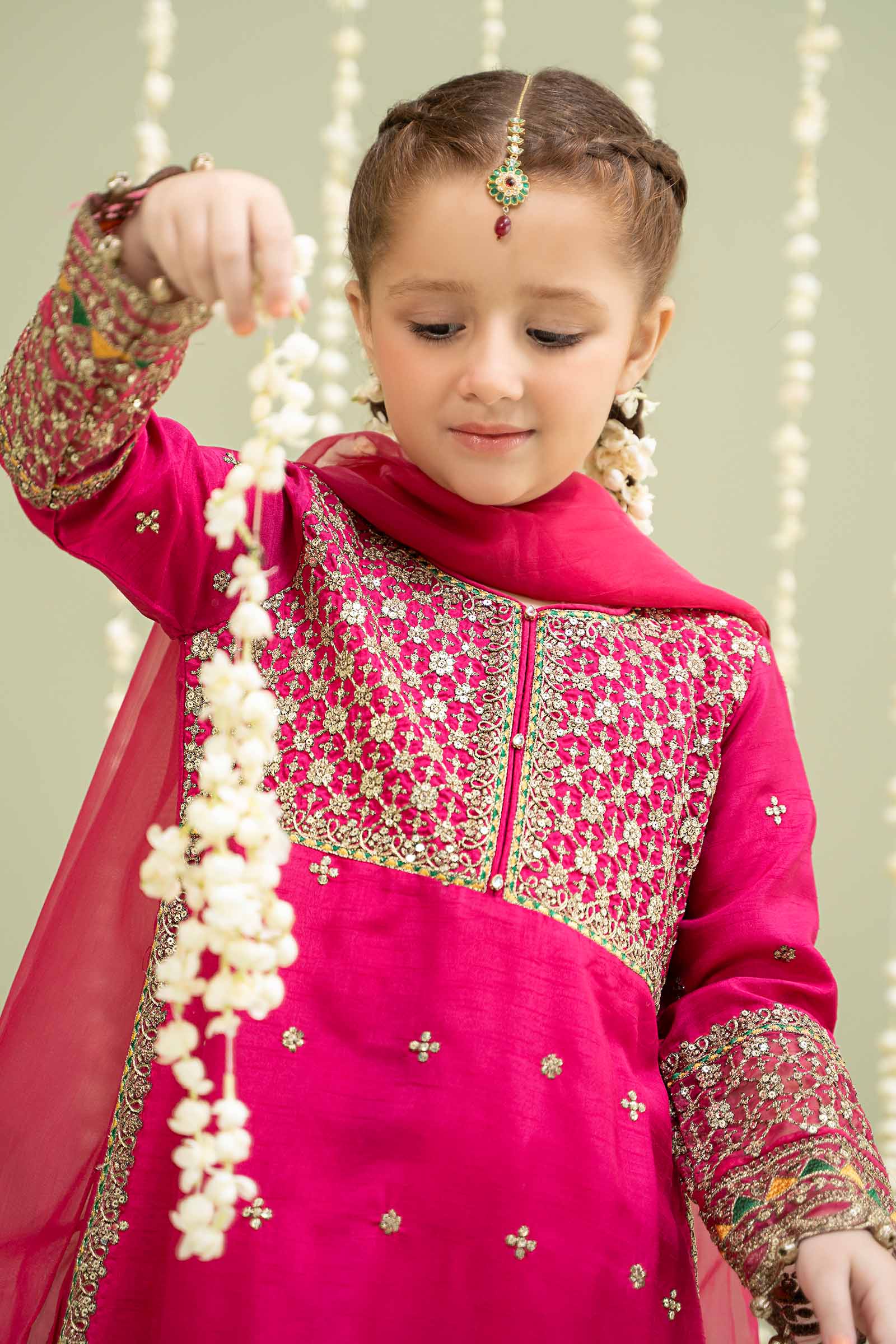 Maria B | 3 Piece Embroidered Raw Silk Suit | MKS-W24-13 - House Of Hania