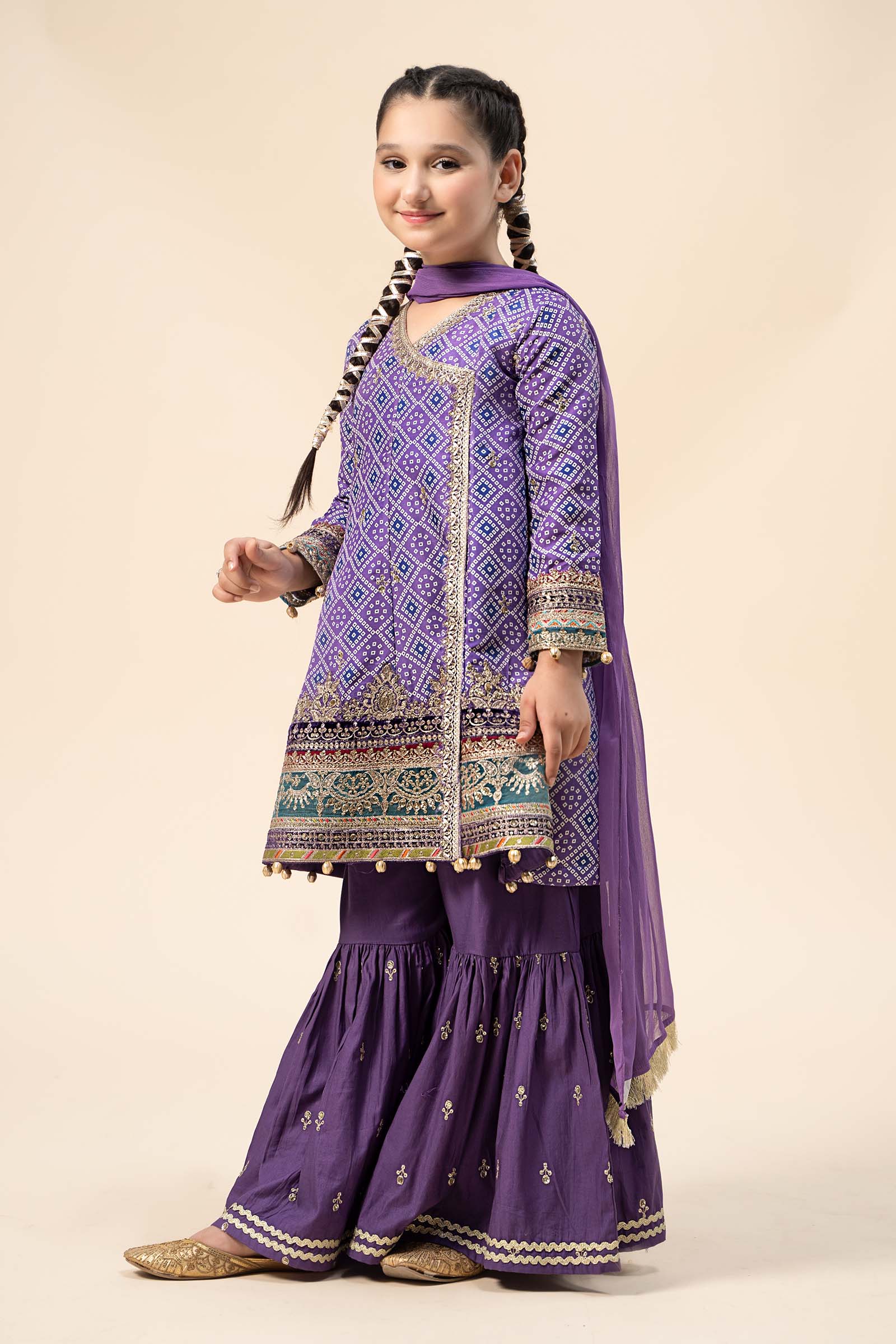 Maria B | 3 Piece Embroidered Raw Silk Suit | MKS-W24-20 - House Of Hania
