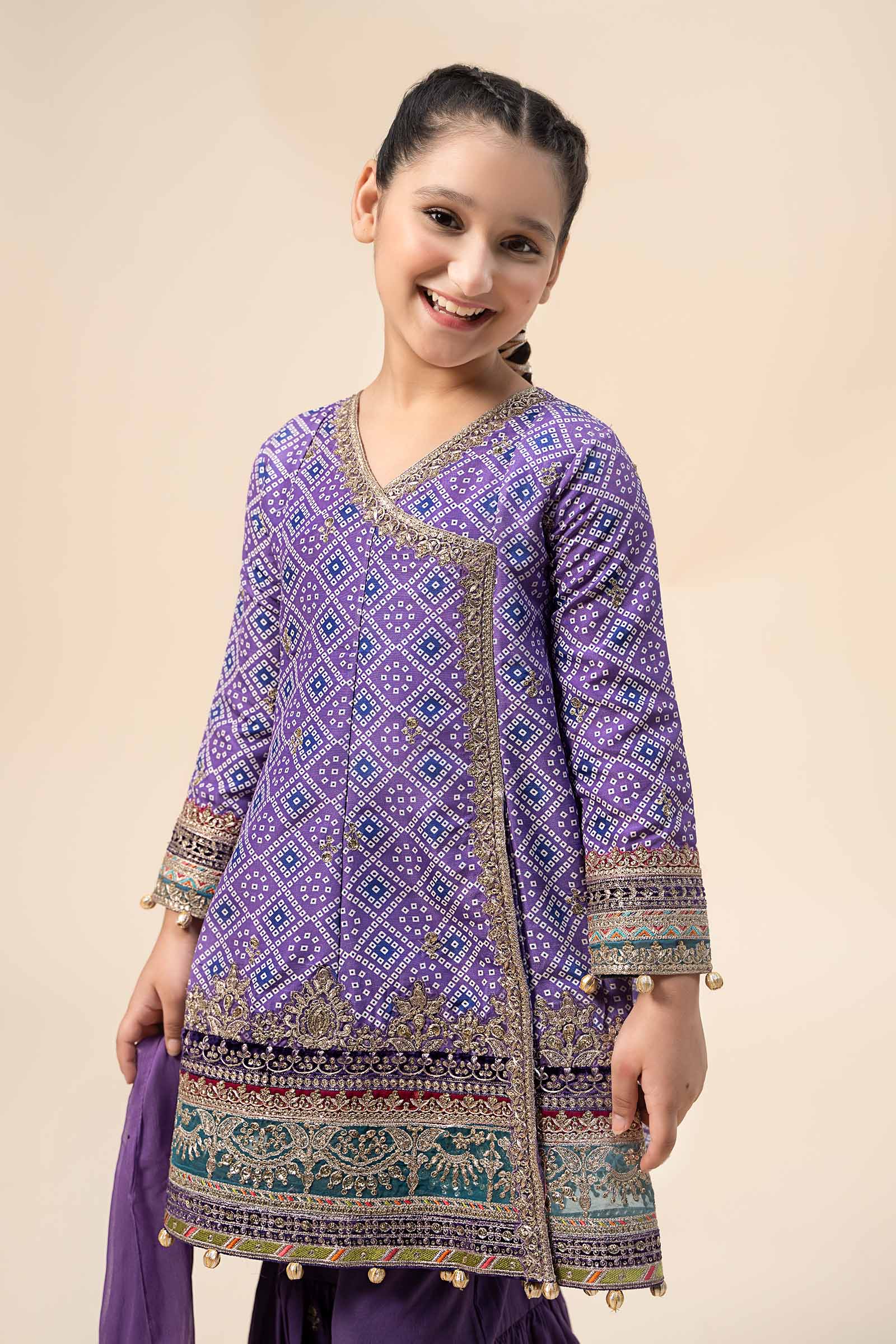 Maria B | 3 Piece Embroidered Raw Silk Suit | MKS-W24-20 - House Of Hania