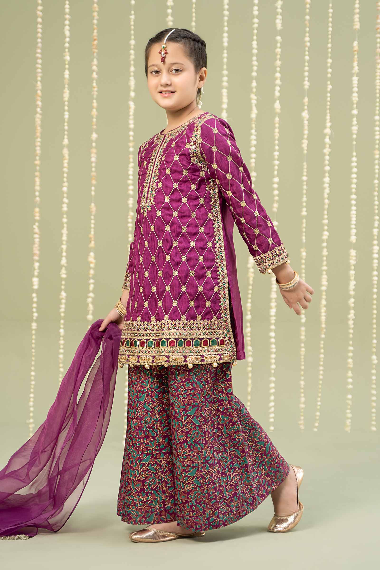Maria B | 3 Piece Embroidered Raw Silk Suit | MKS-W24-28 - House Of Hania