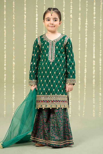 Maria B | 3 Piece Embroidered Raw Silk Suit | MKS-W24-28 - House Of Hania