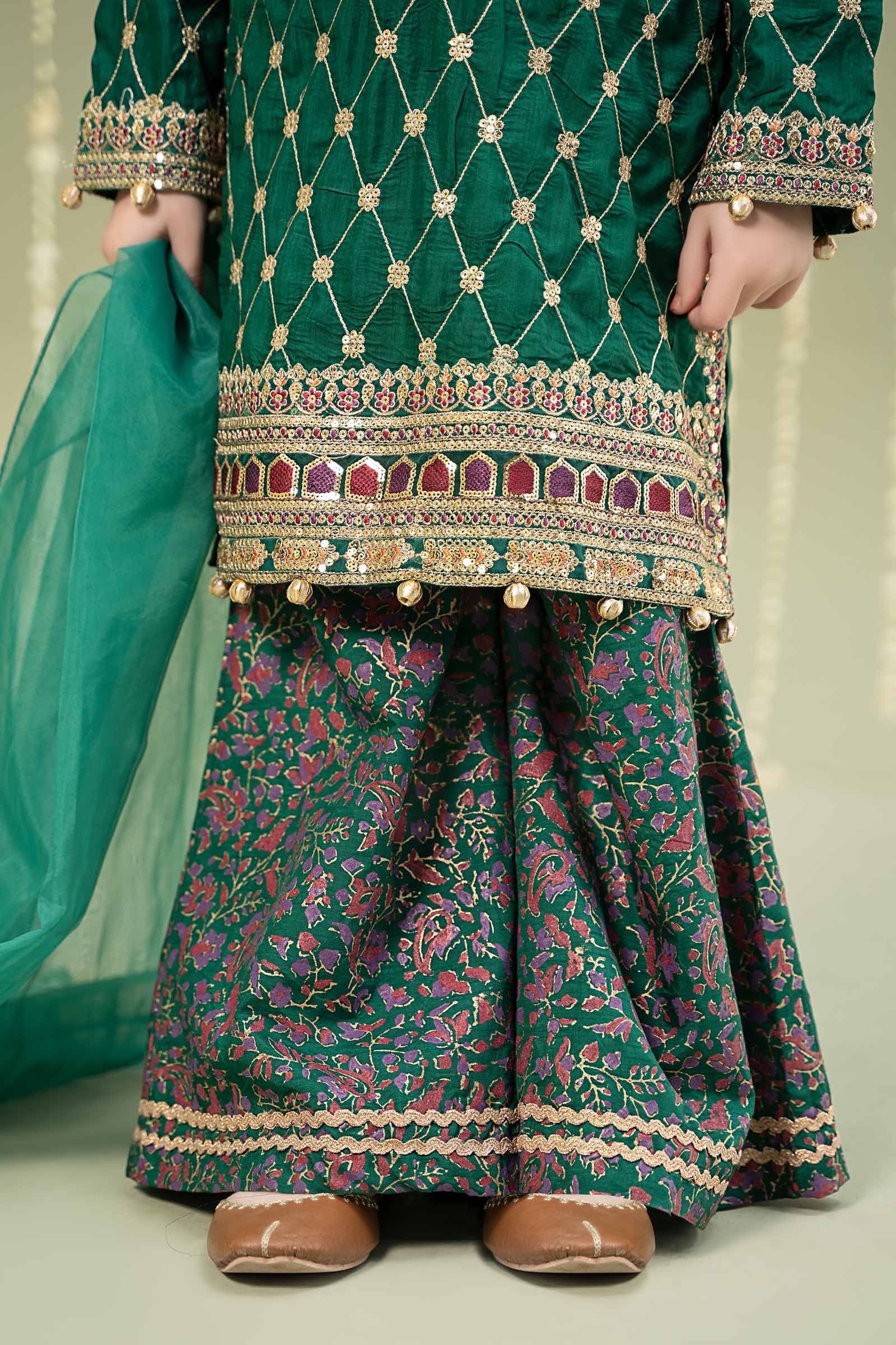 Maria B | 3 Piece Embroidered Raw Silk Suit | MKS-W24-28 - House Of Hania