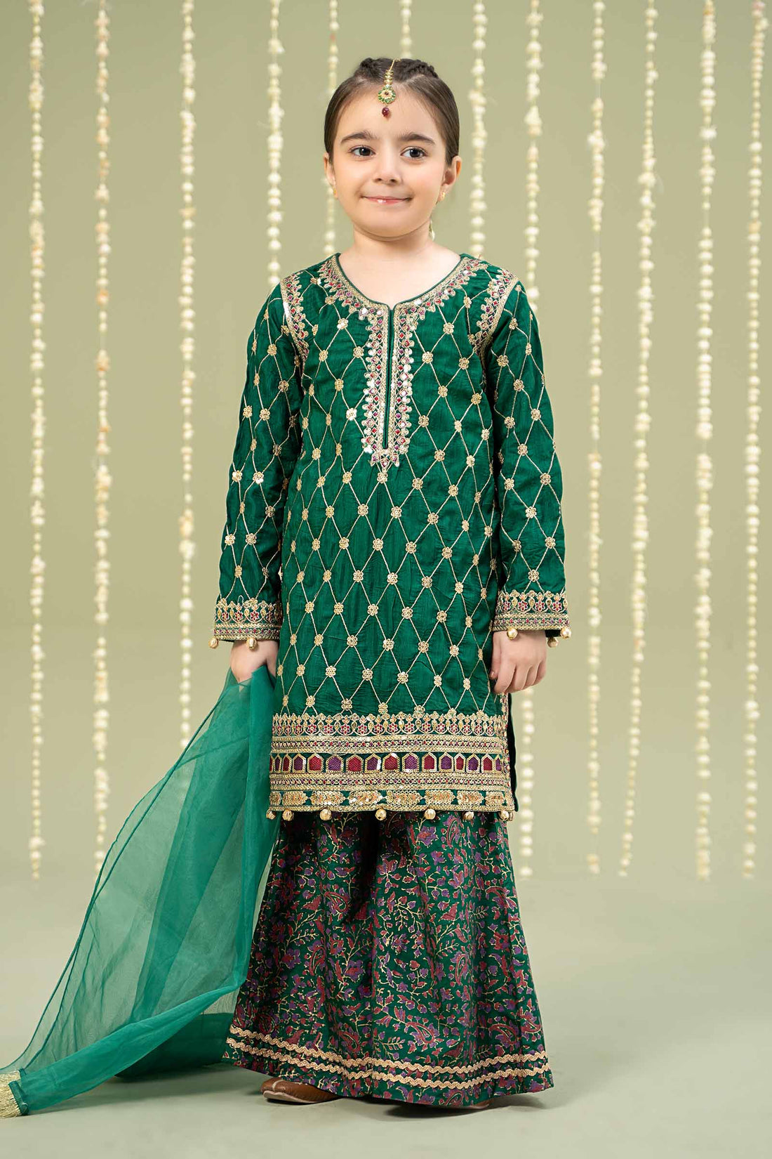 Maria B | 3 Piece Embroidered Raw Silk Suit | MKS-W24-28 - House Of Hania