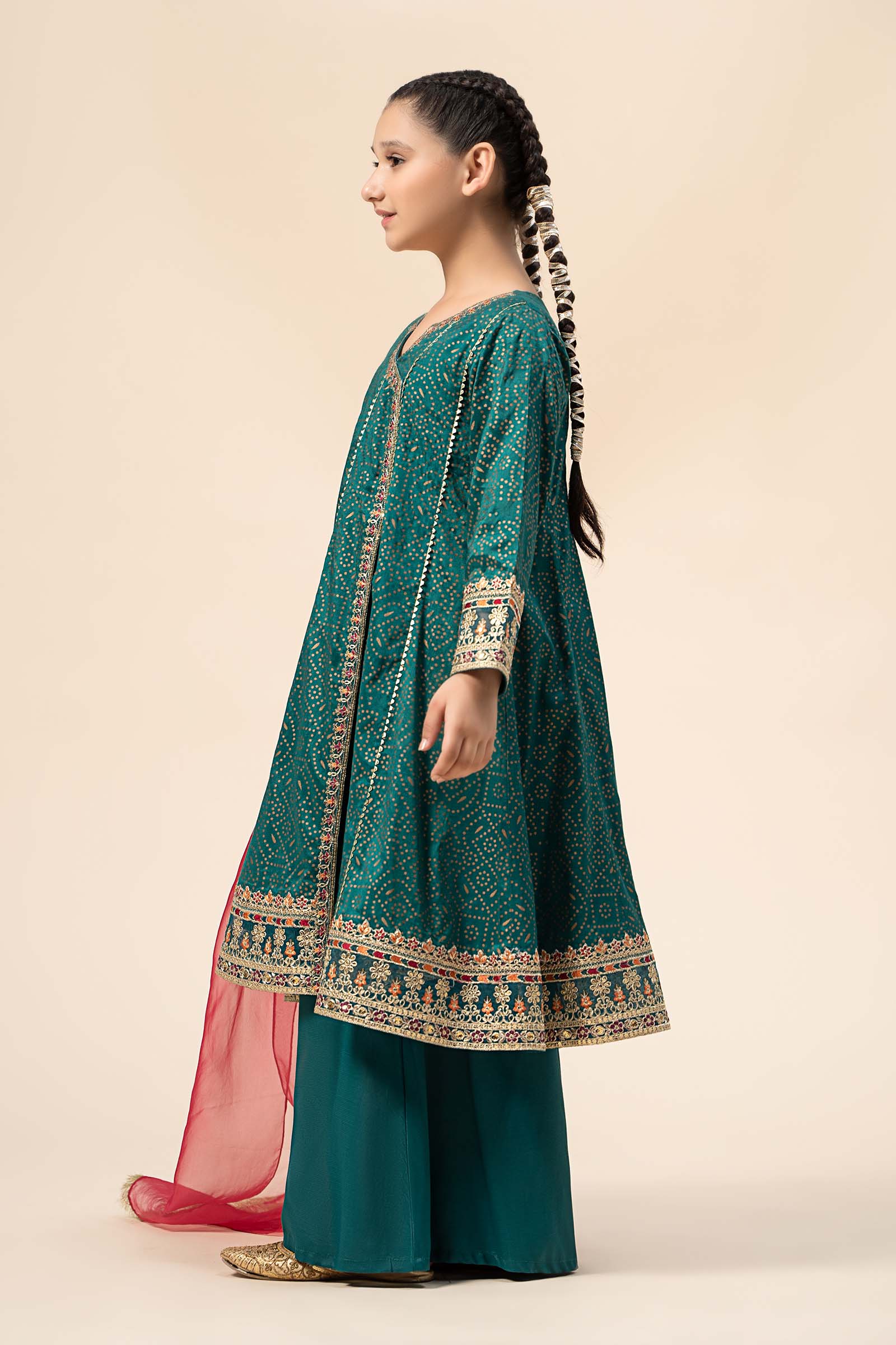 Maria B | 3 Piece Embroidered Raw Silk Suit | MKS-W24-29 - House Of Hania