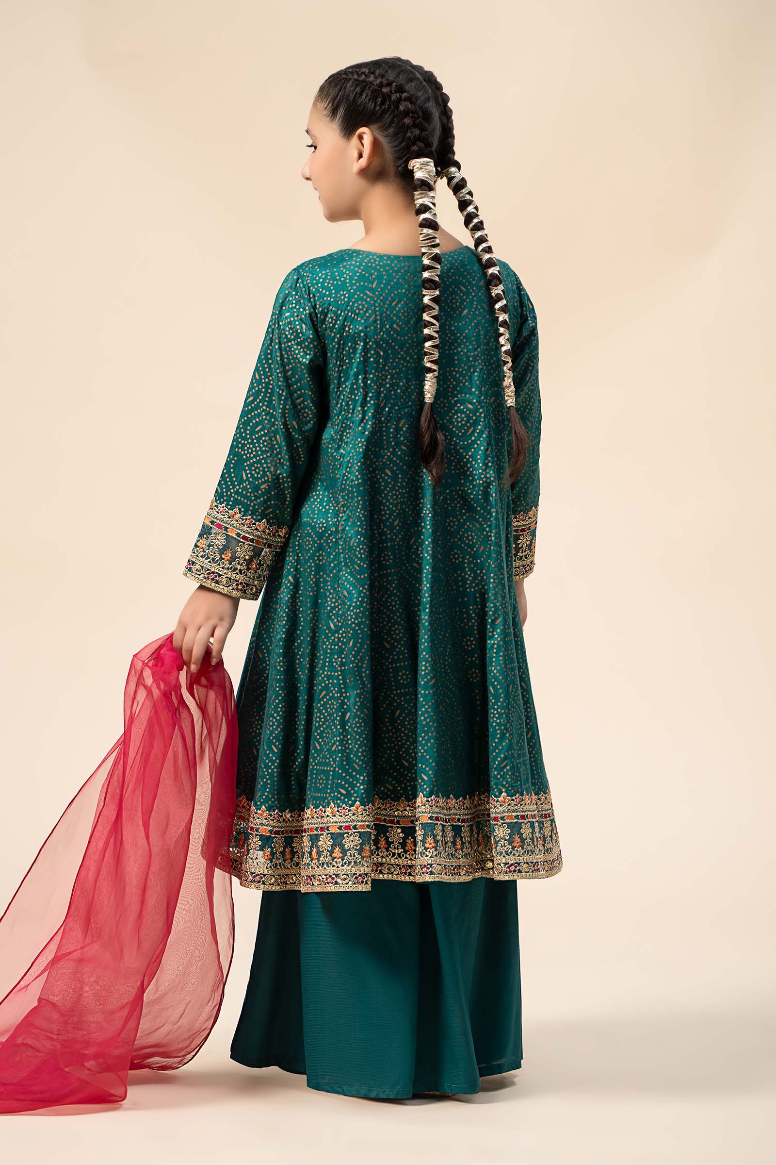 Maria B | 3 Piece Embroidered Raw Silk Suit | MKS-W24-29 - House Of Hania