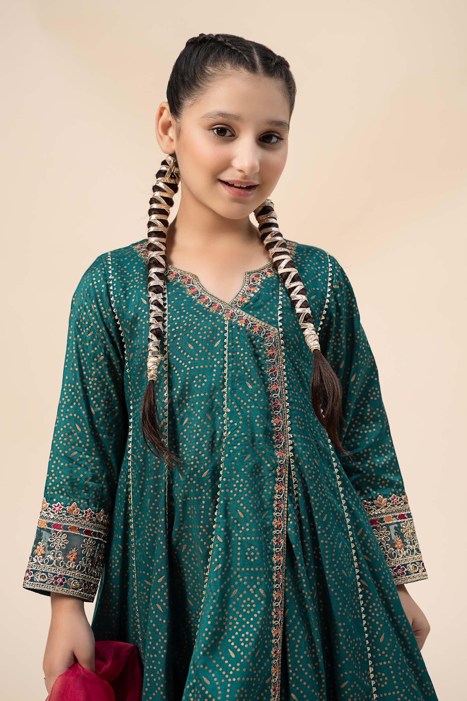 Maria B | 3 Piece Embroidered Raw Silk Suit | MKS-W24-29 - House Of Hania