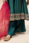 Maria B | 3 Piece Embroidered Raw Silk Suit | MKS-W24-29 - House Of Hania