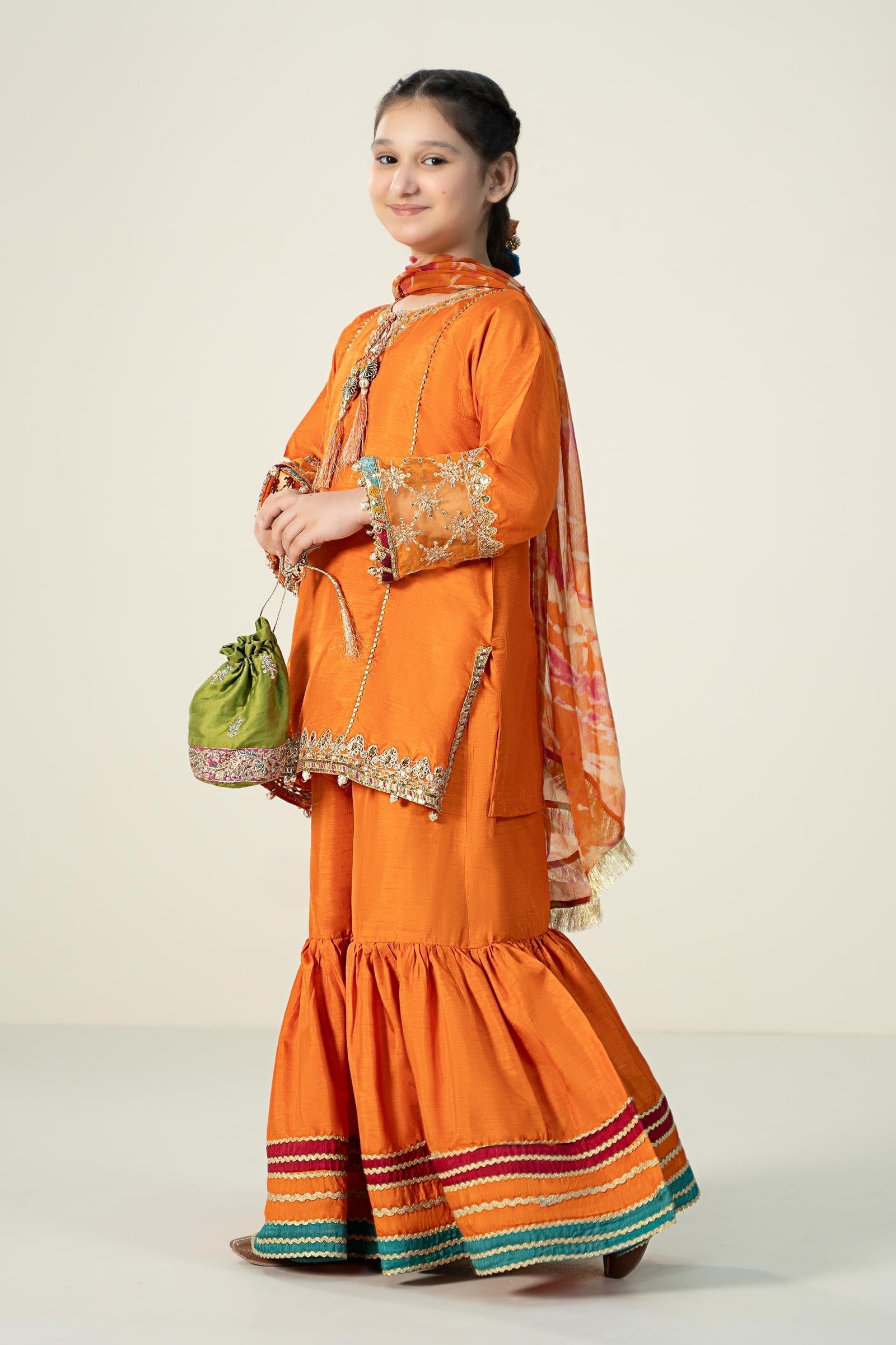 Maria B | 3 Piece Embroidered Raw Silk Suit | MKS-W24-31 - House Of Hania