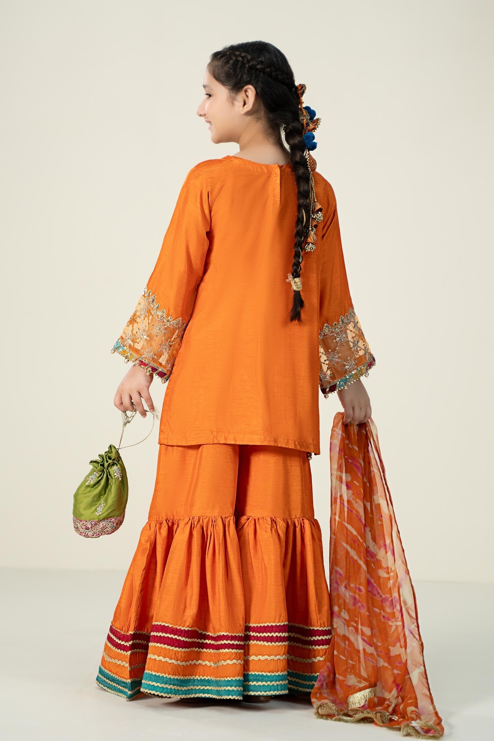 Maria B | 3 Piece Embroidered Raw Silk Suit | MKS-W24-31 - House Of Hania