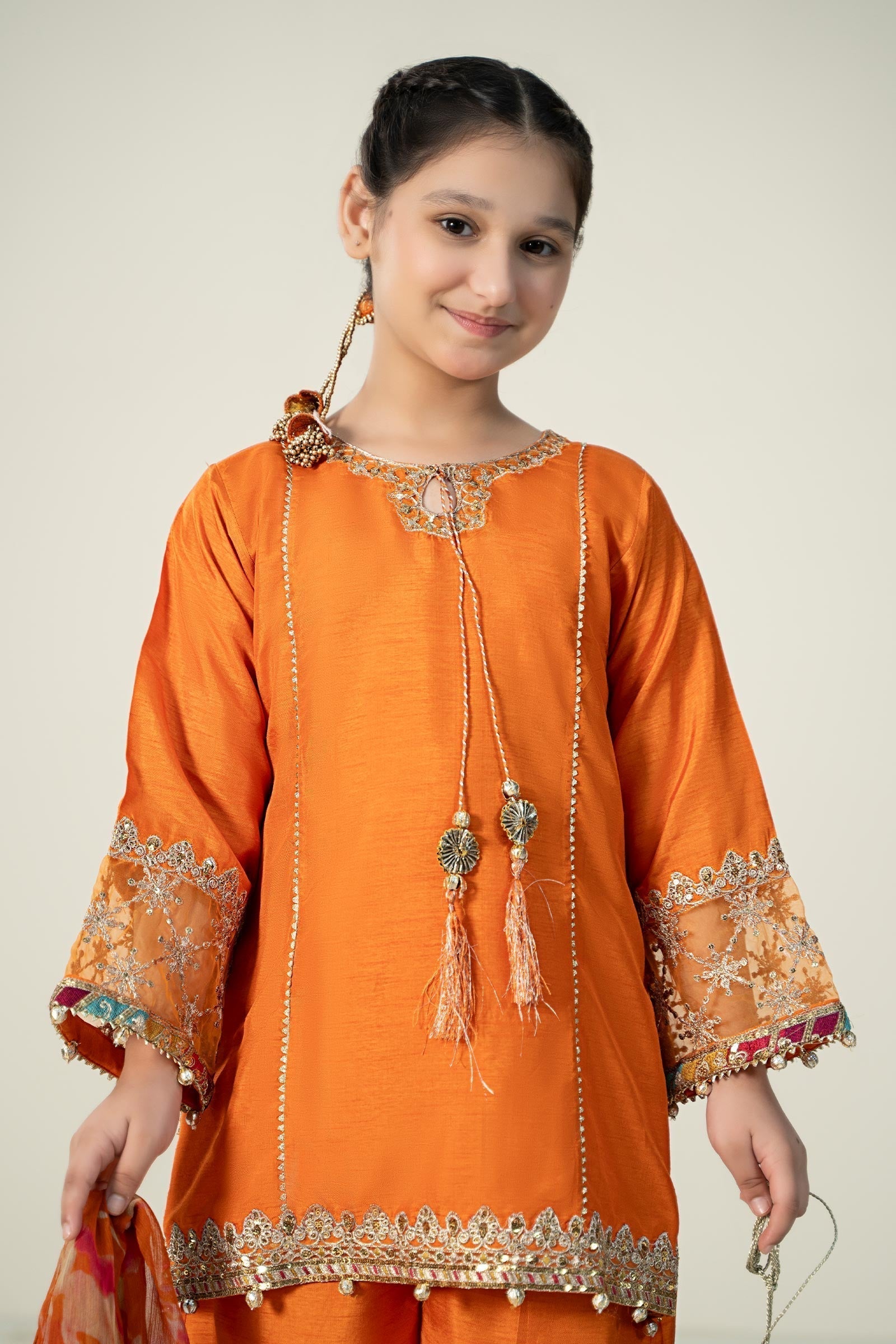 Maria B | 3 Piece Embroidered Raw Silk Suit | MKS-W24-31 - House Of Hania