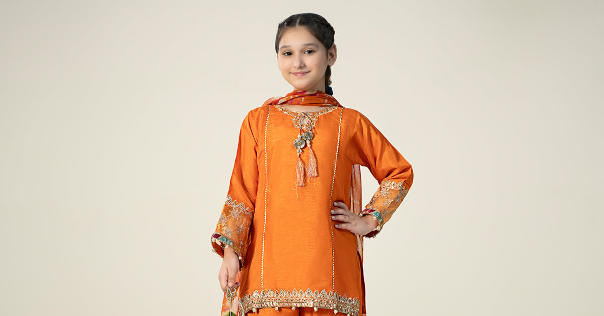 Maria B | 3 Piece Embroidered Raw Silk Suit | MKS-W24-31 - House Of Hania