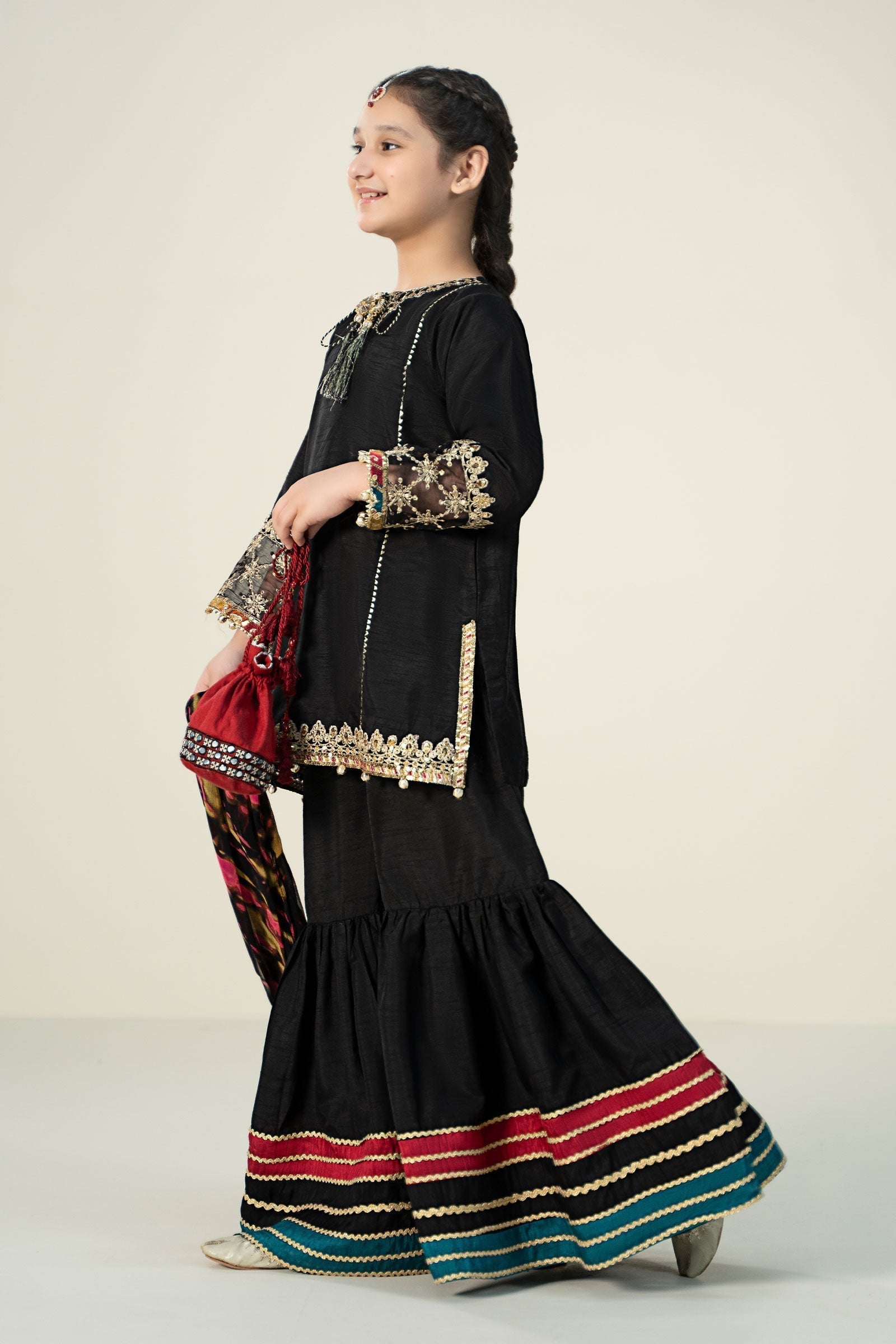 Maria B | 3 Piece Embroidered Raw Silk Suit | MKS-W24-31 - House Of Hania