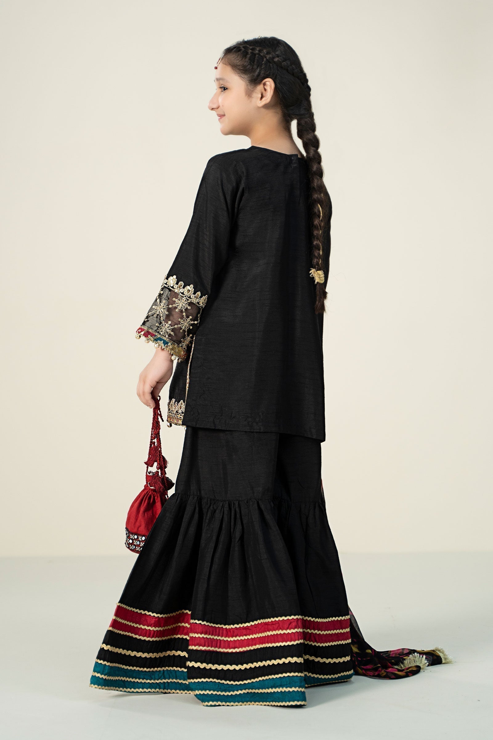 Maria B | 3 Piece Embroidered Raw Silk Suit | MKS-W24-31 - House Of Hania