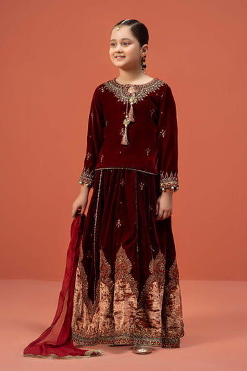 Maria B | 3 Piece Embroidered Velvet Suit | MKS-W24-14 - House Of Hania