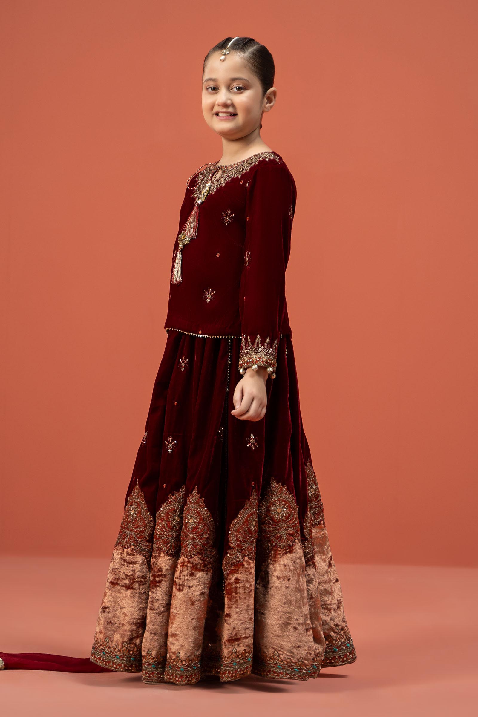 Maria B | 3 Piece Embroidered Velvet Suit | MKS-W24-14 - House Of Hania