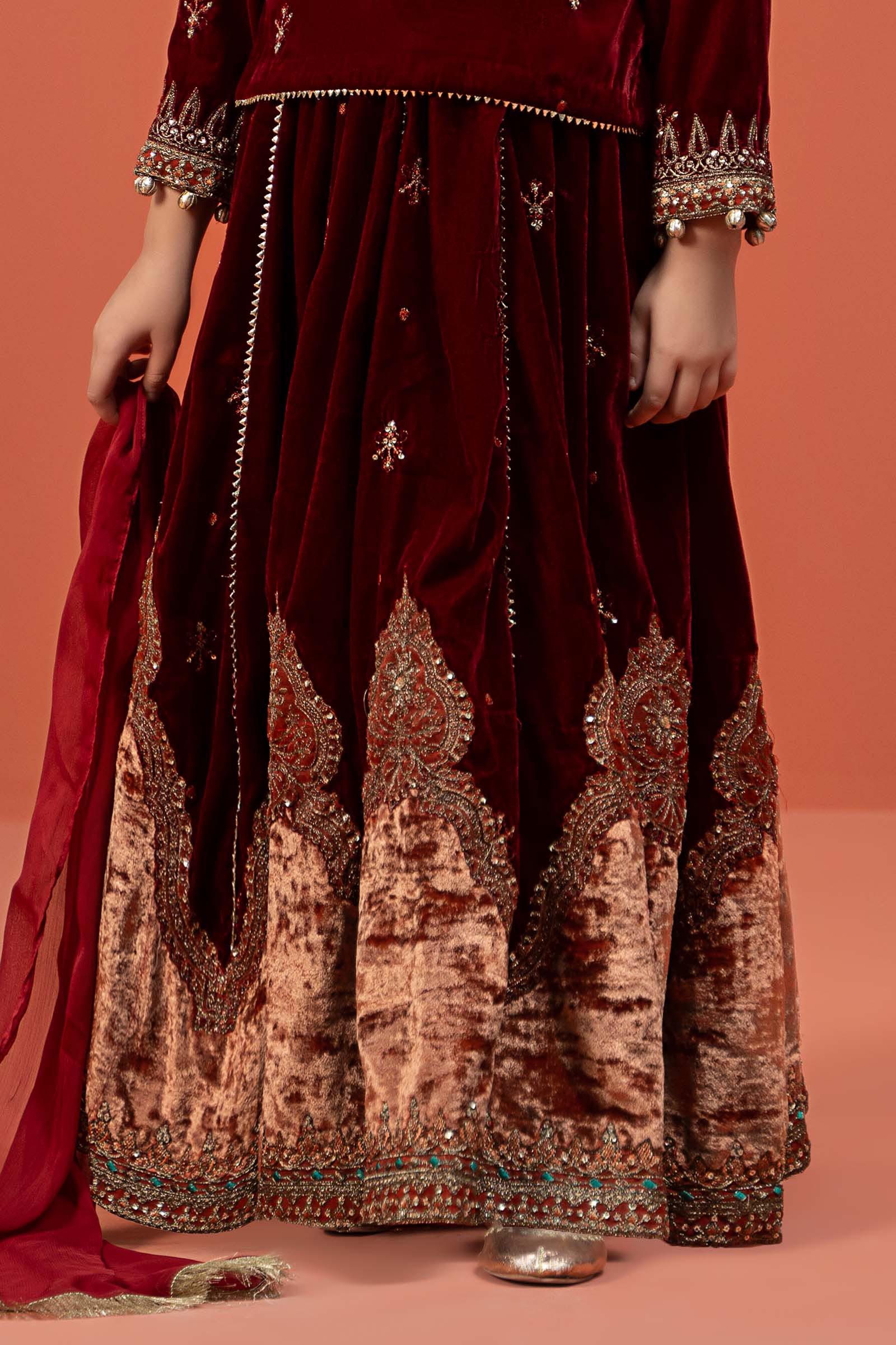 Maria B | 3 Piece Embroidered Velvet Suit | MKS-W24-14 - House Of Hania
