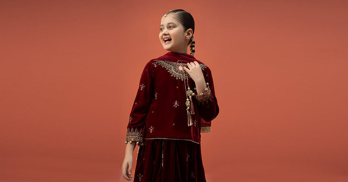Maria B | 3 Piece Embroidered Velvet Suit | MKS-W24-14 - House Of Hania