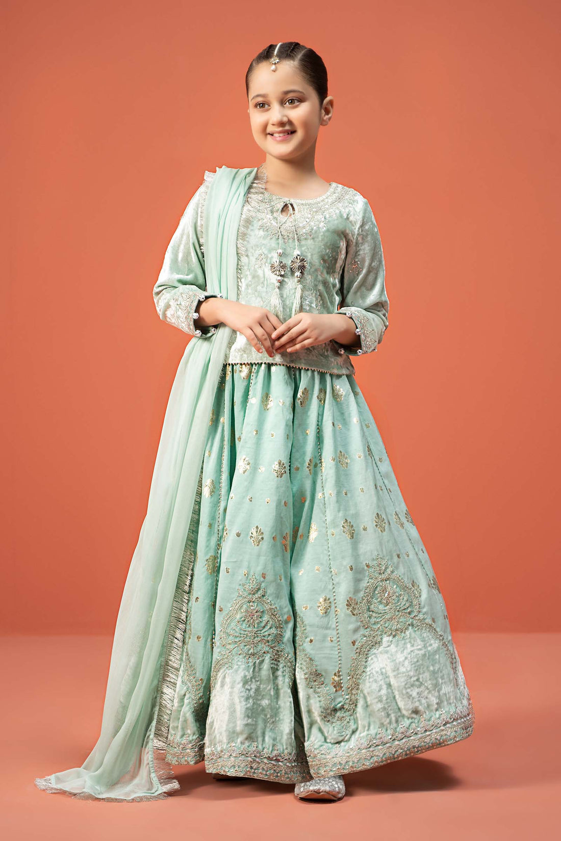 Maria B | 3 Piece Embroidered Velvet Suit | MKS-W24-14 - House Of Hania
