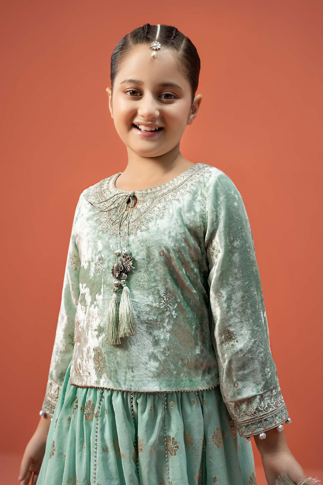 Maria B | 3 Piece Embroidered Velvet Suit | MKS-W24-14 - House Of Hania