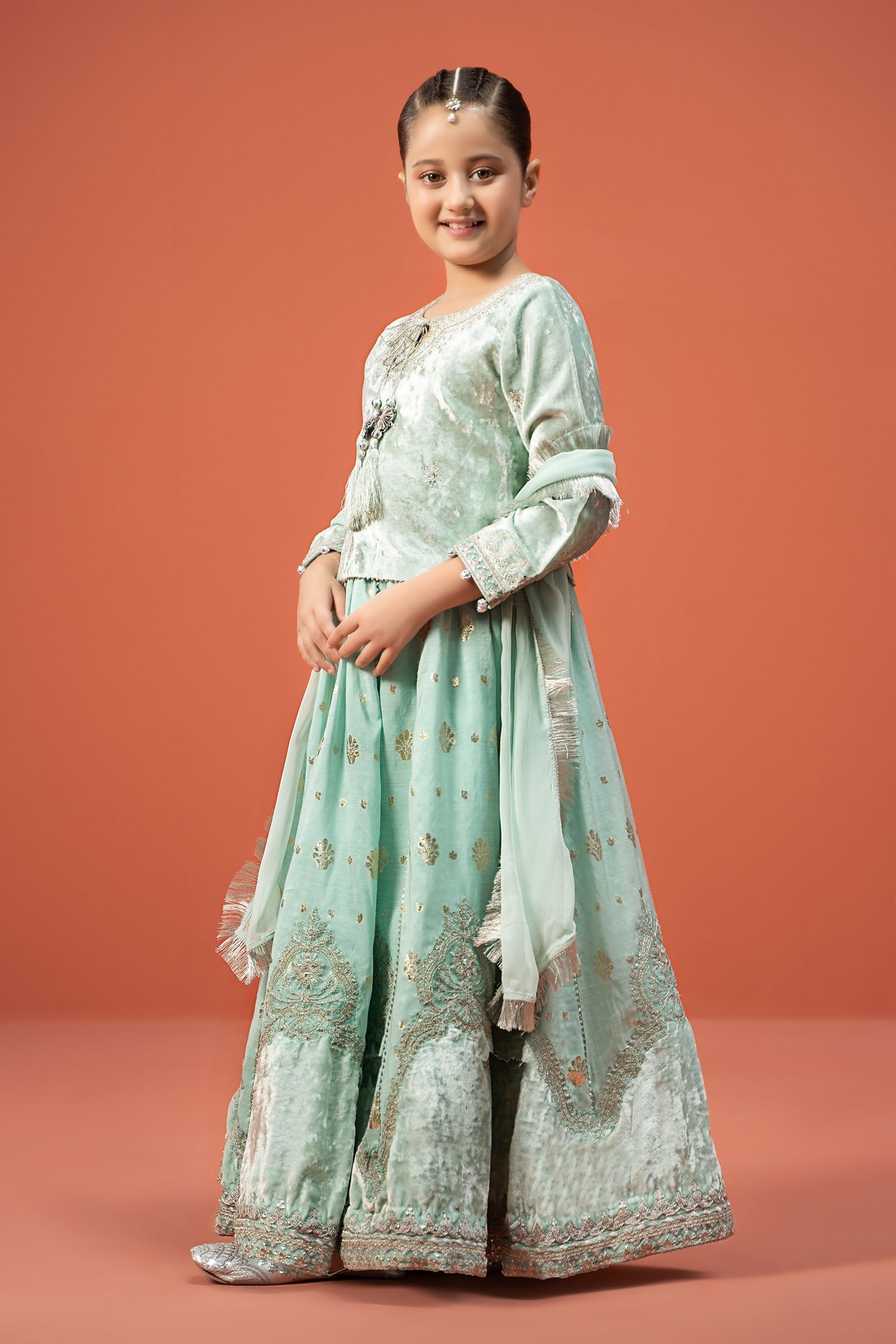Maria B | 3 Piece Embroidered Velvet Suit | MKS-W24-14 - House Of Hania