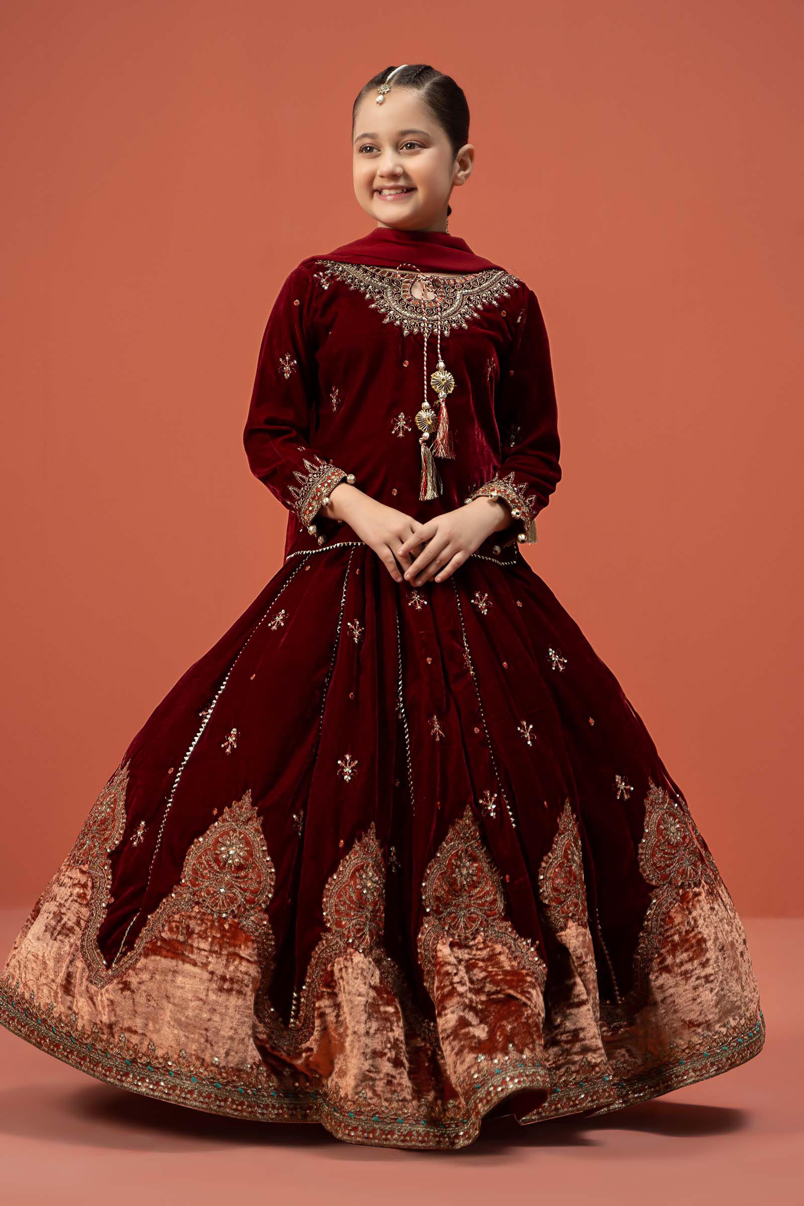 Maria B | 3 Piece Embroidered Velvet Suit | MKS-W24-14 - House Of Hania