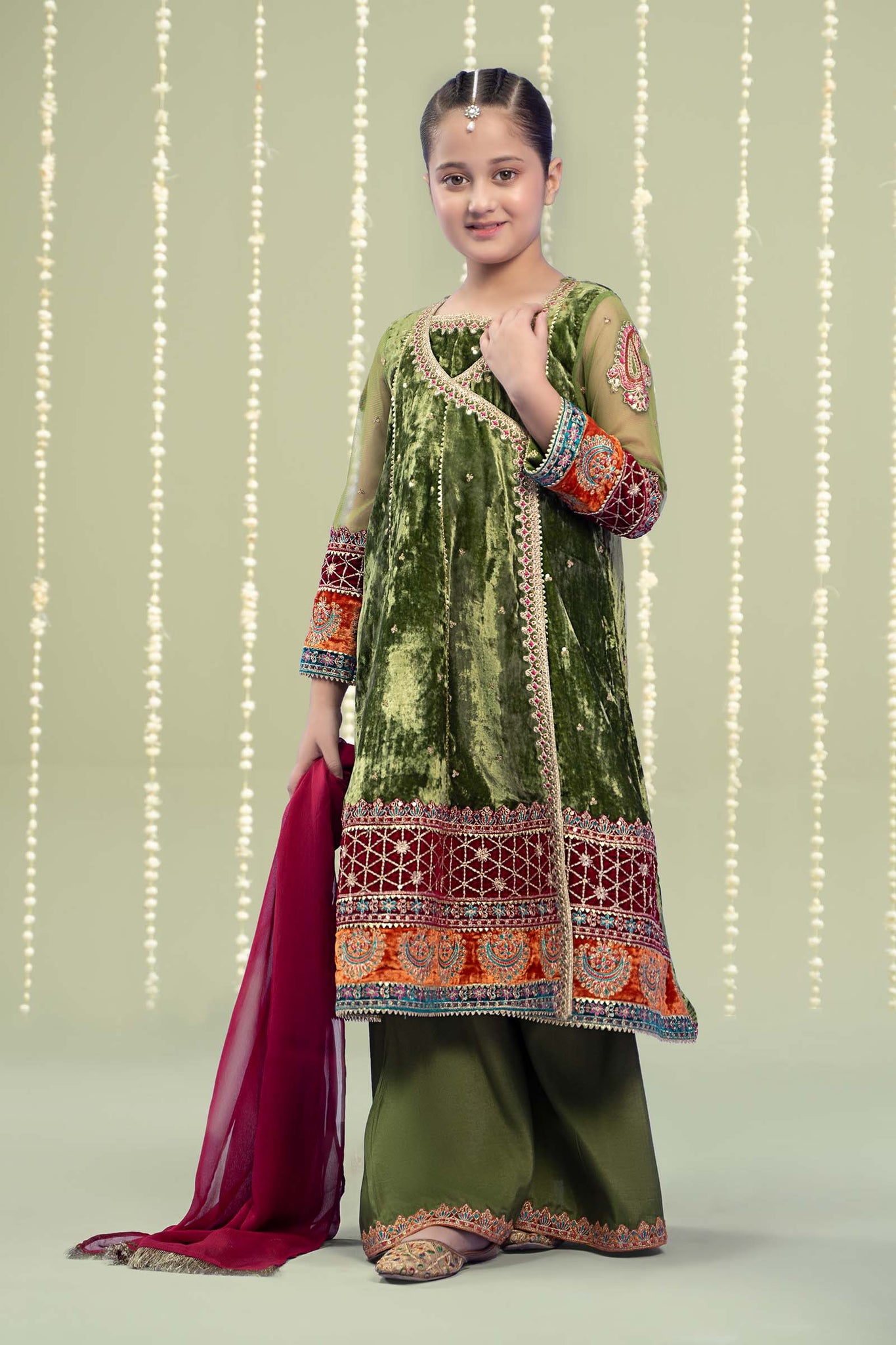 Maria B | 3 Piece Embroidered Velvet Suit | MKS-W24-15 - House Of Hania