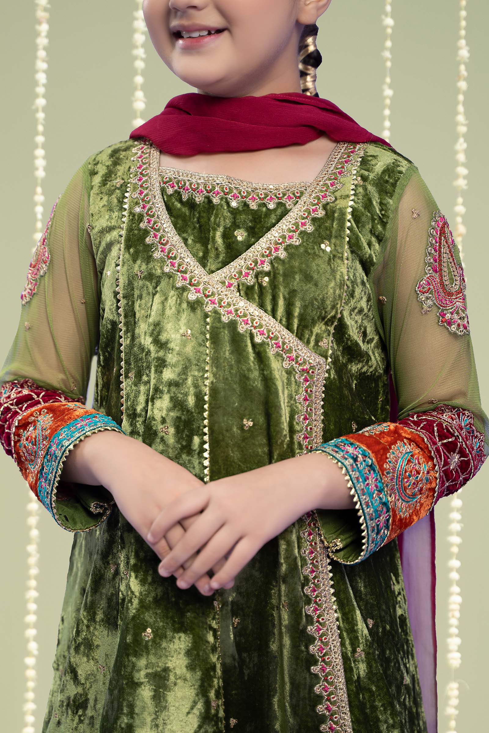 Maria B | 3 Piece Embroidered Velvet Suit | MKS-W24-15 - House Of Hania