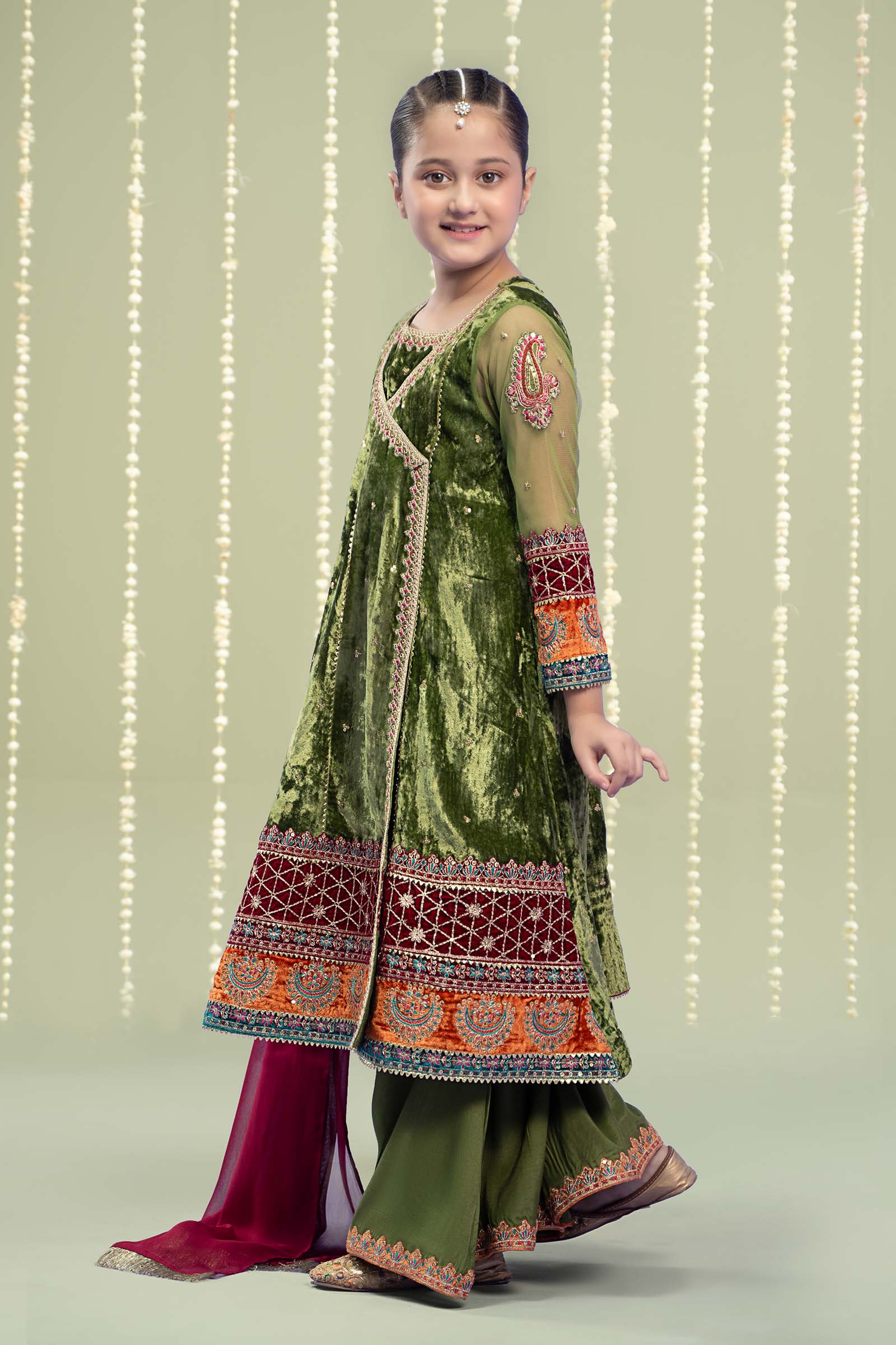 Maria B | 3 Piece Embroidered Velvet Suit | MKS-W24-15 - House Of Hania