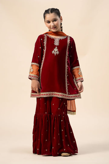 Maria B | 3 Piece Embroidered Velvet Suit | MKS-W24-16 - House Of Hania