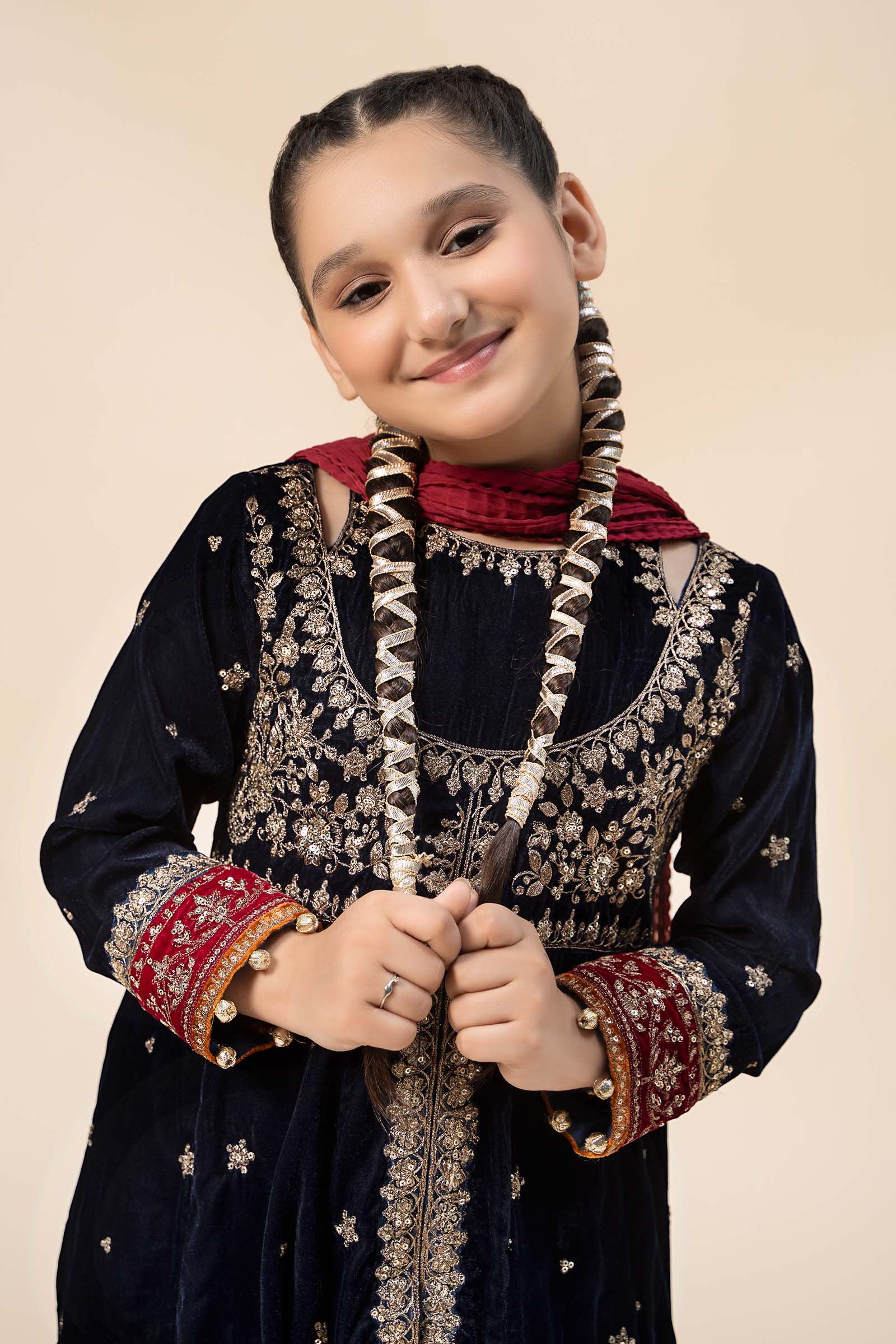 Maria B | 3 Piece Embroidered Velvet Suit | MKS-W24-17 - House Of Hania