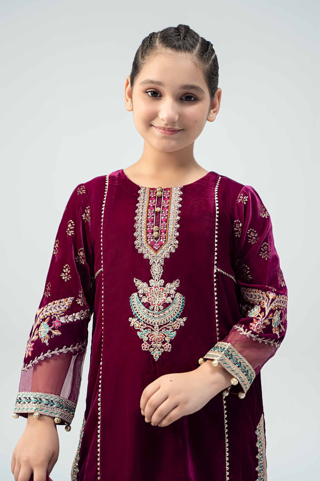 Maria B | 3 Piece Embroidered Velvet Suit | MKS-W24-32 - House Of Hania