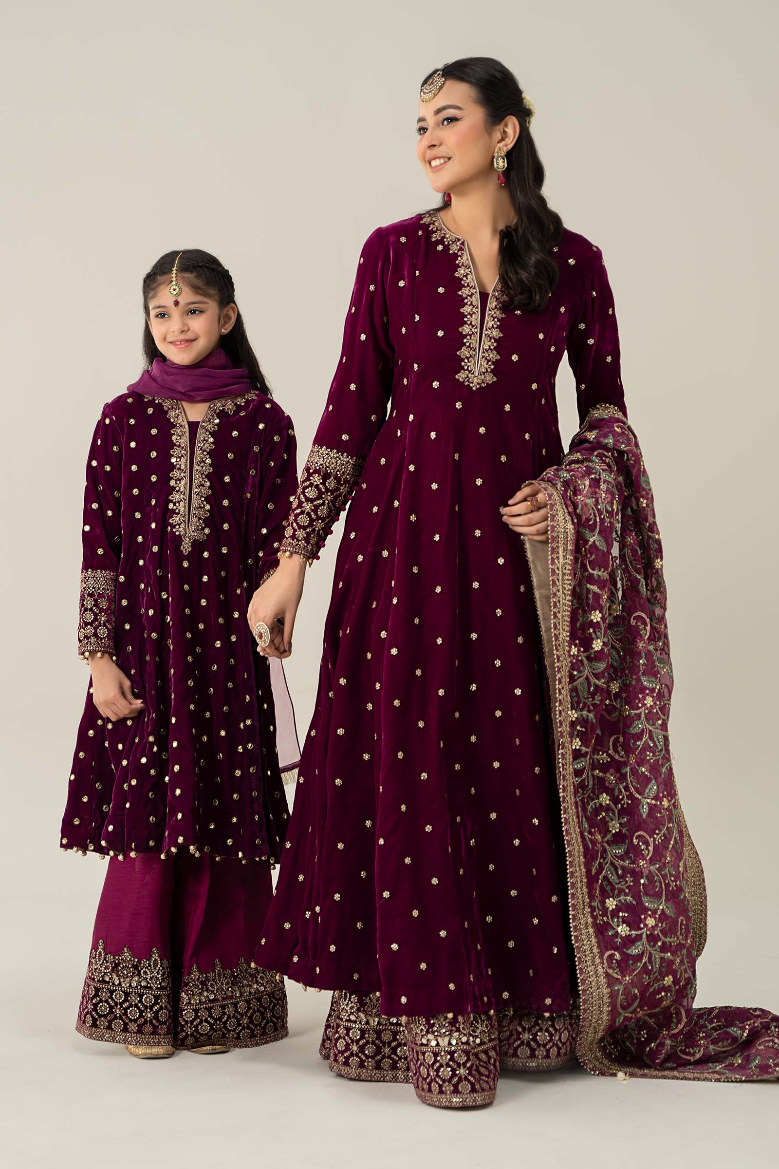 Maria B | 3 Piece Embroidered Velvet Suit | MKS-W24-38 - House Of Hania