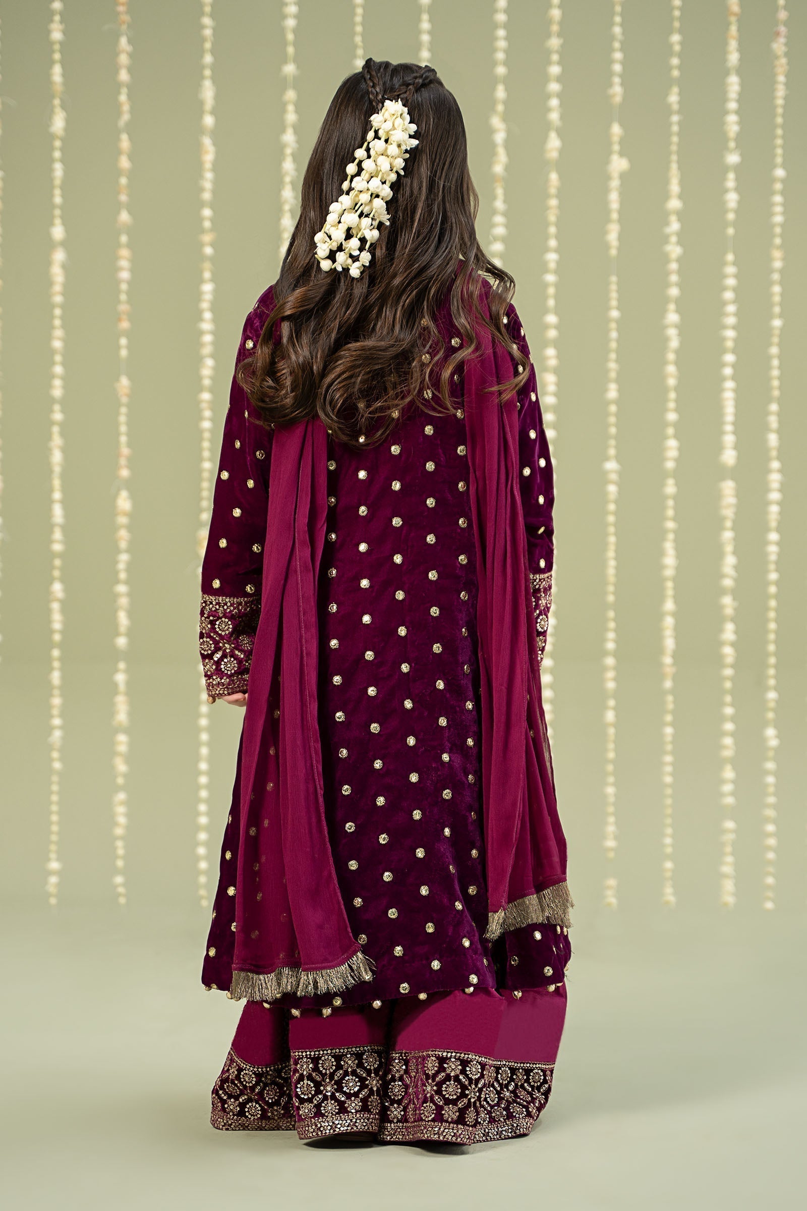 Maria B | 3 Piece Embroidered Velvet Suit | MKS-W24-38 - House Of Hania