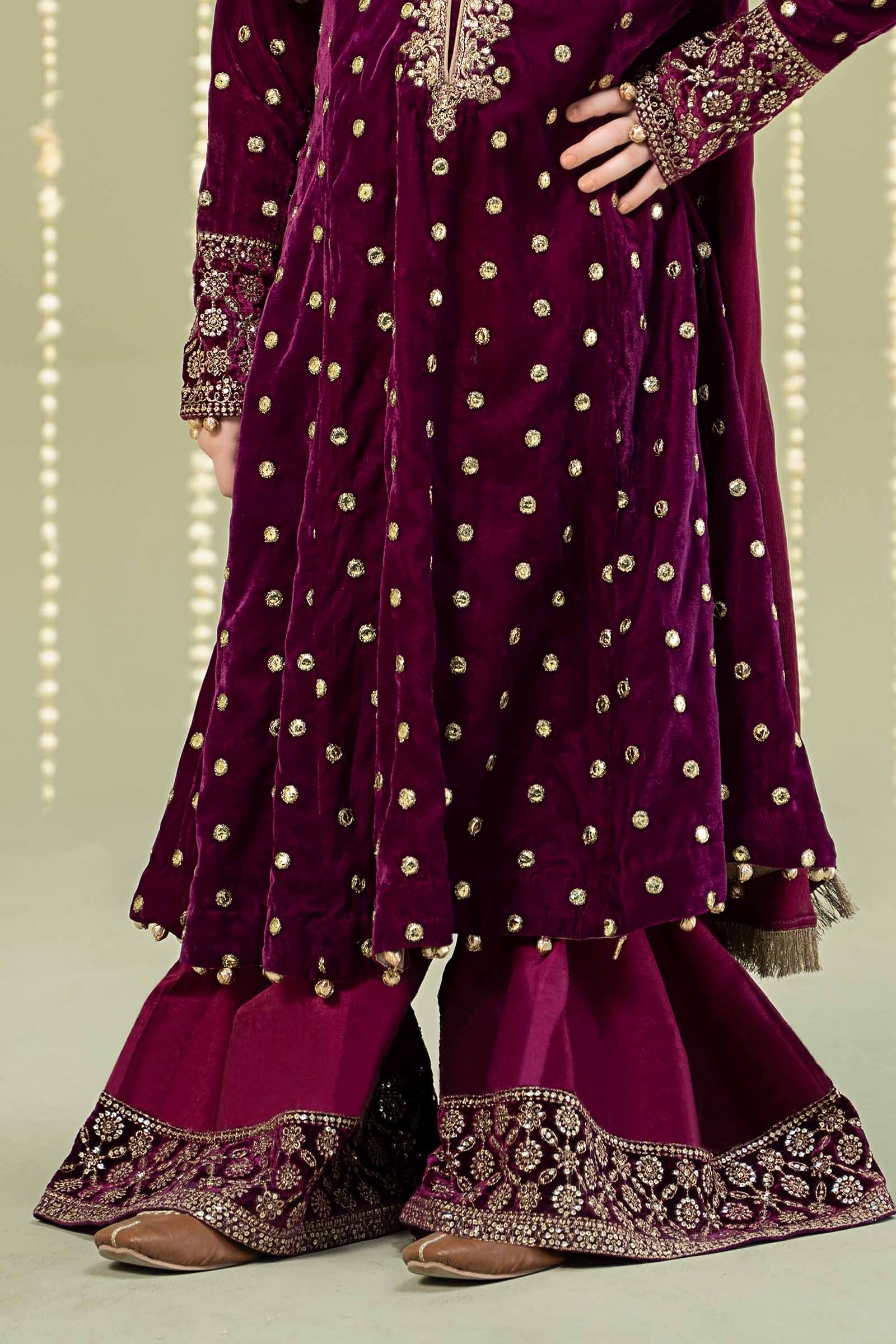Maria B | 3 Piece Embroidered Velvet Suit | MKS-W24-38 - House Of Hania