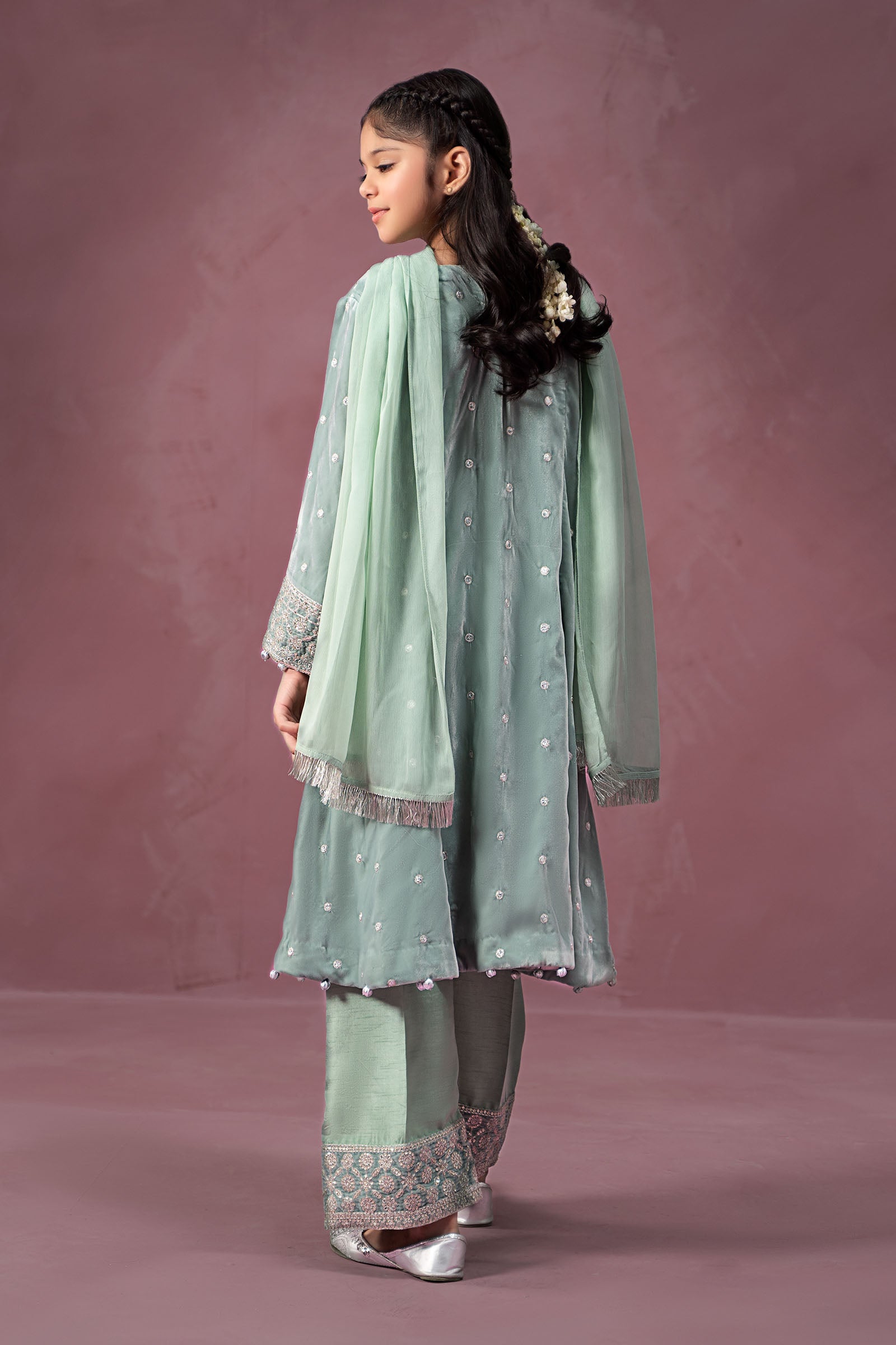 Maria B | 3 Piece Embroidered Velvet Suit | MKS-W24-38 - House Of Hania