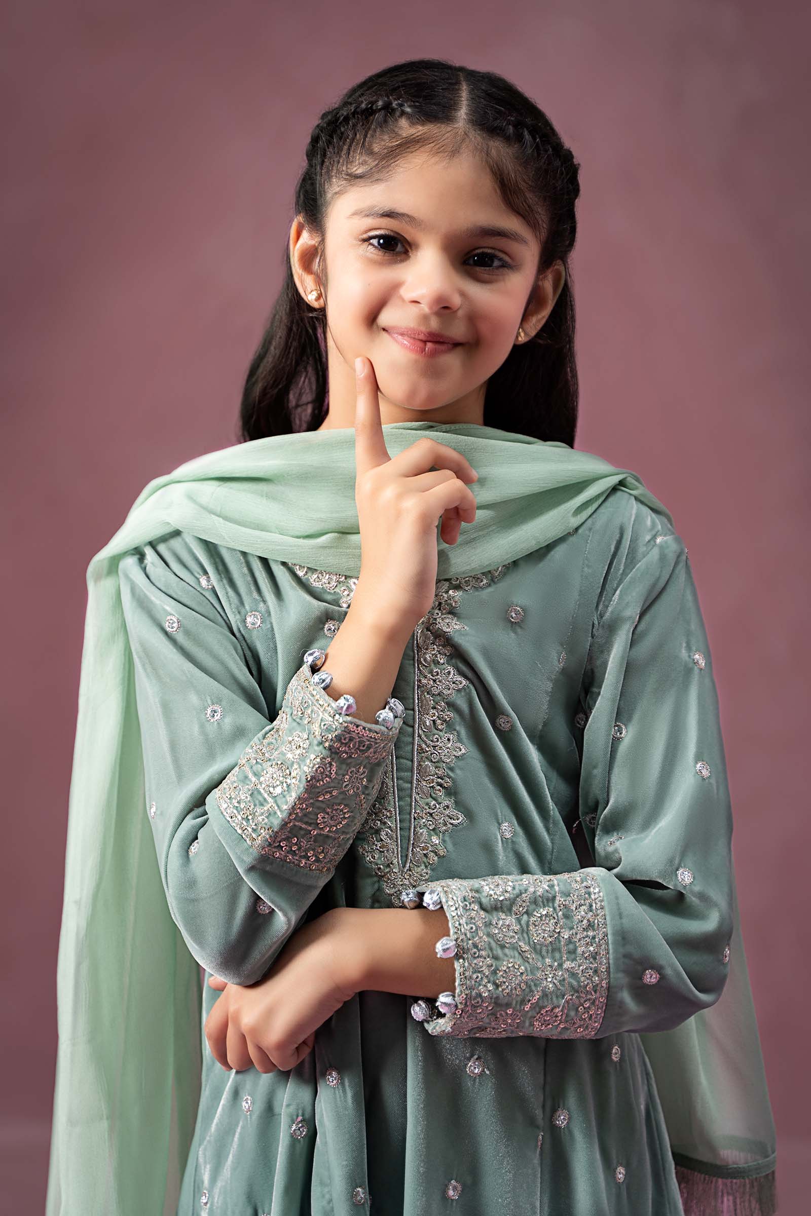 Maria B | 3 Piece Embroidered Velvet Suit | MKS-W24-38 - House Of Hania