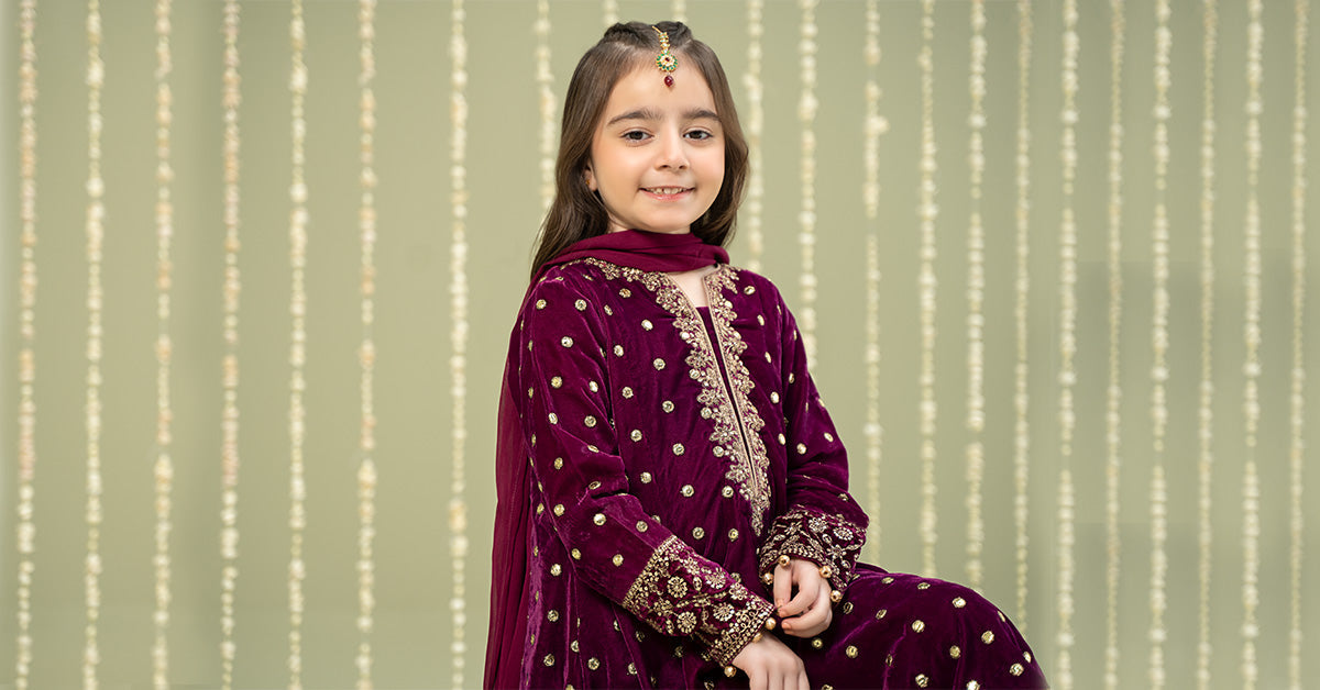 Maria B | 3 Piece Embroidered Velvet Suit | MKS-W24-38 - House Of Hania