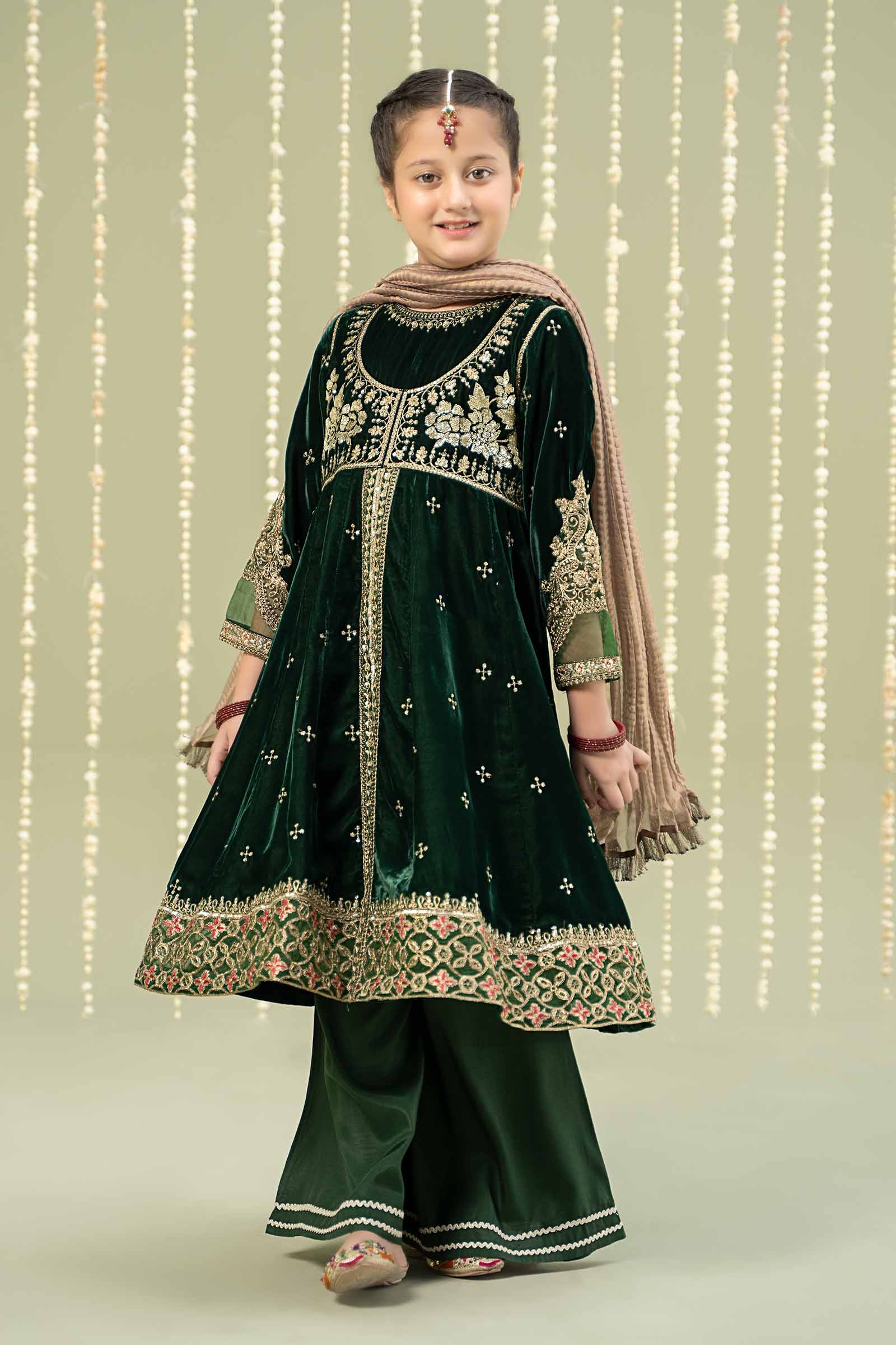 Maria B | 3 Piece Embroidered Velvet Suit | MKS-W24-40 - House Of Hania